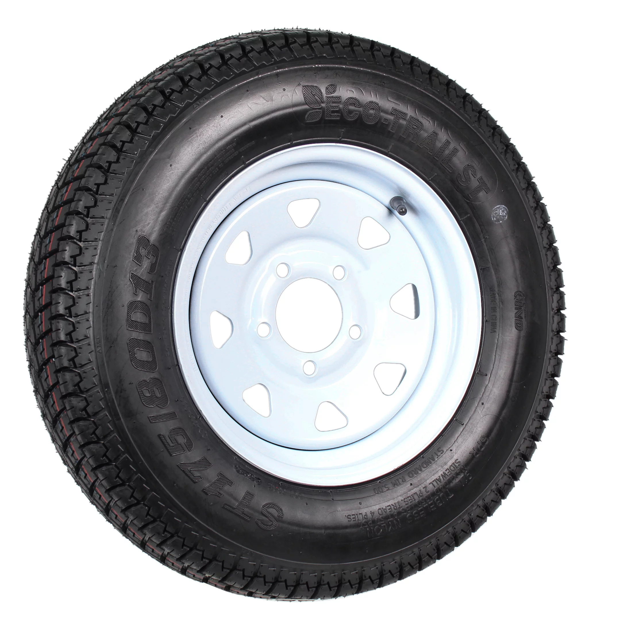 Eco Trailer Tire Rim ST175/80D13 175/80 B78-13 LRC 5 Lug Wheel White Spoke - Inhomebuy