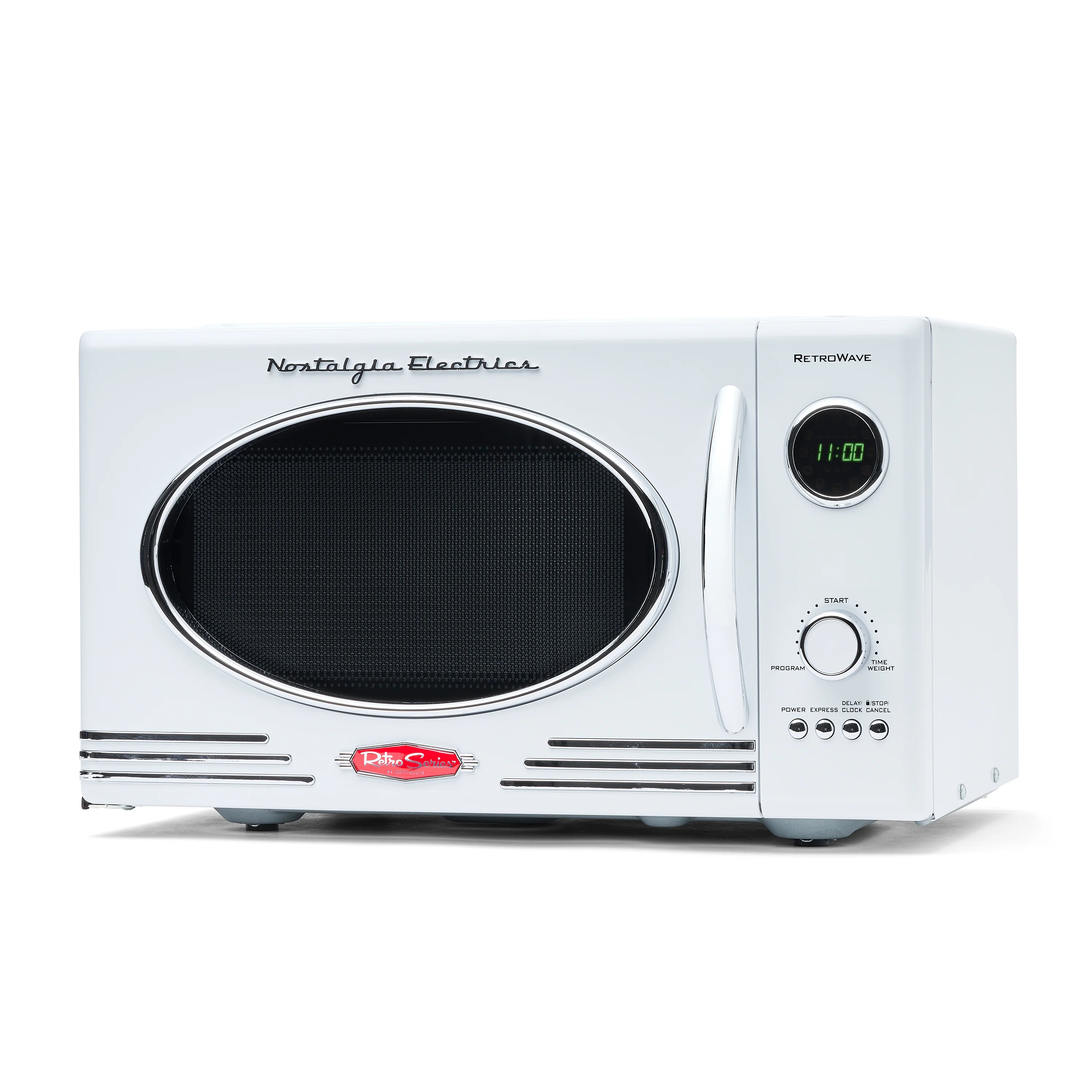Retro 0.9 Cubic Foot 800-Watt Countertop Microwave Oven - White - Inhomebuy
