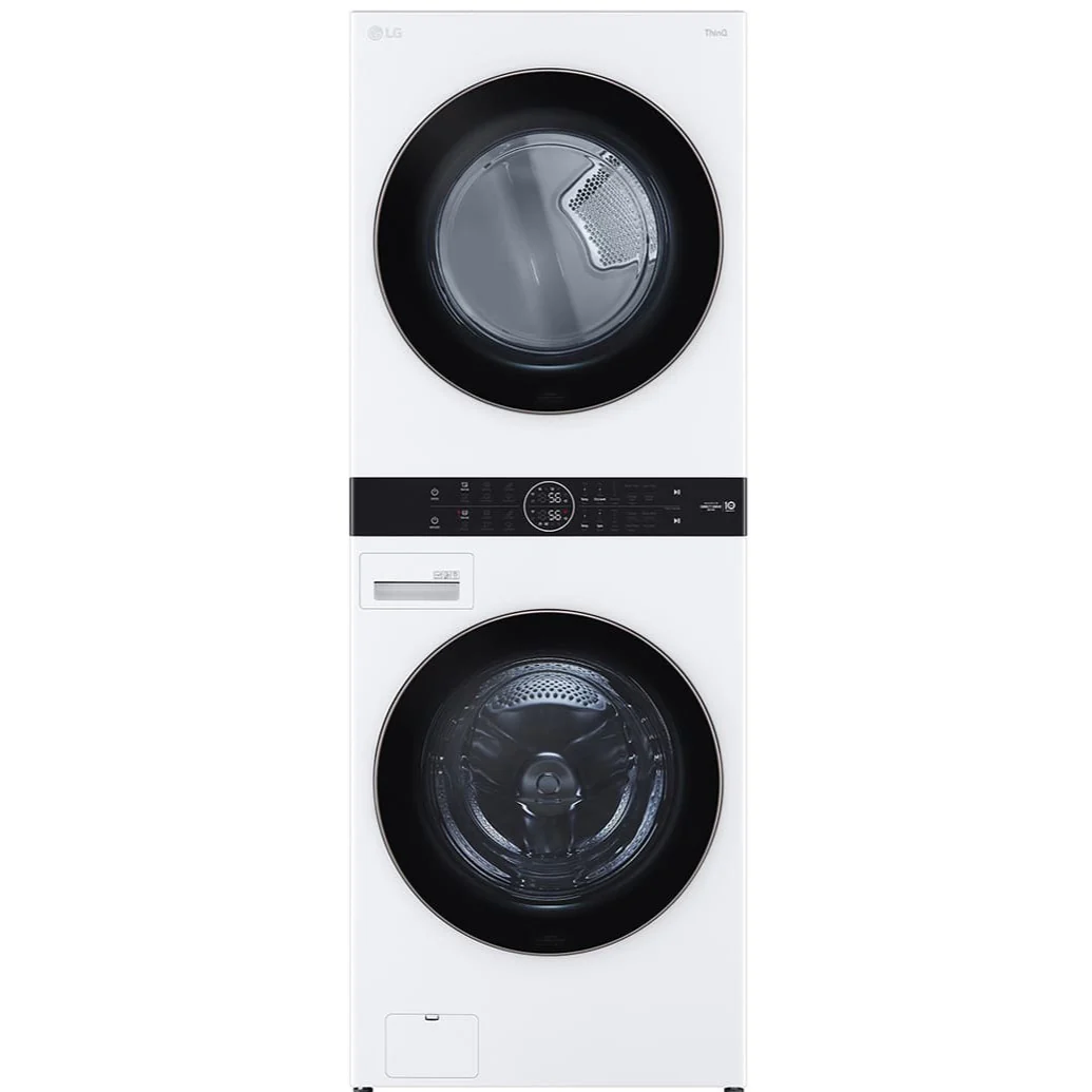 LG WHITE SINGLE UNIT FRONT LOAD WASHTOWER 5.2 CU. FT. WASHER, 7.4 CU. FT. ELECTRIC DRYER - WKE100HWA - Inhomebuy