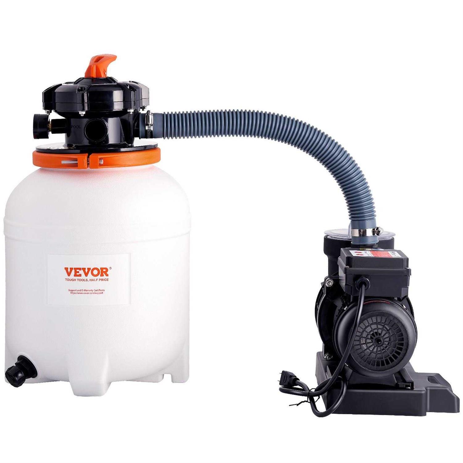 VEVOR Sand Filter Pump GPH Swimming Pool Pump Filter Set with 6-Way Multi-Port Valve Pool - Inhomebuy