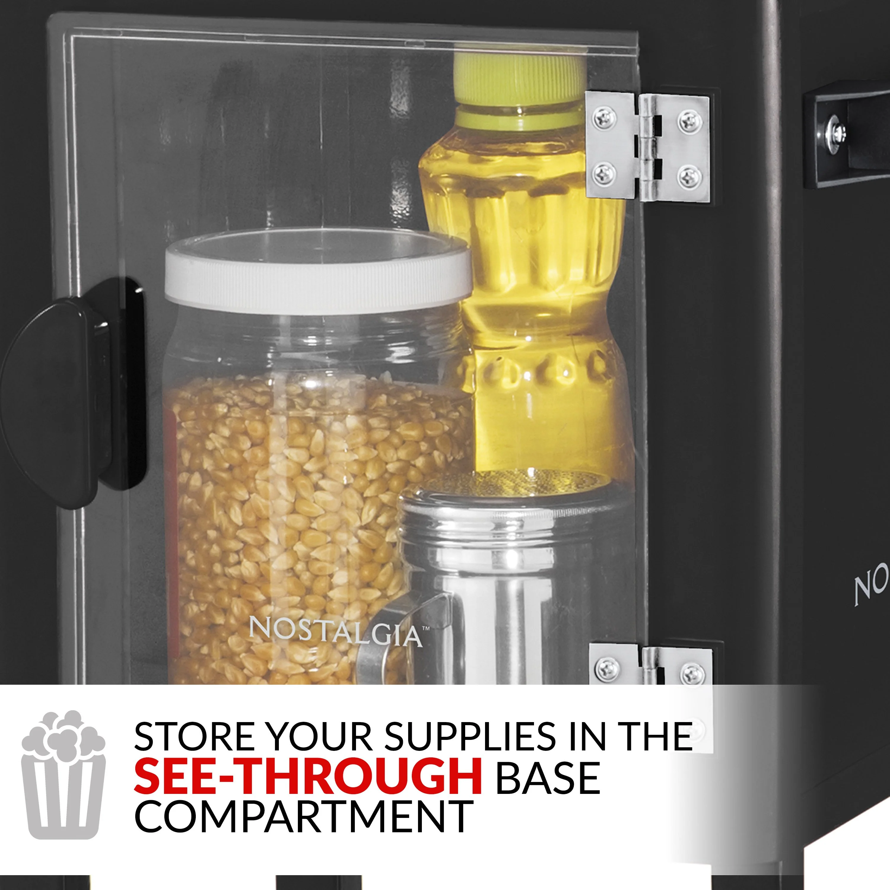 2.5 Ounce Popcorn Cart, 10-Cup, with 5-Quart Popcorn Bowl, 45-Inches Tall - Inhomebuy