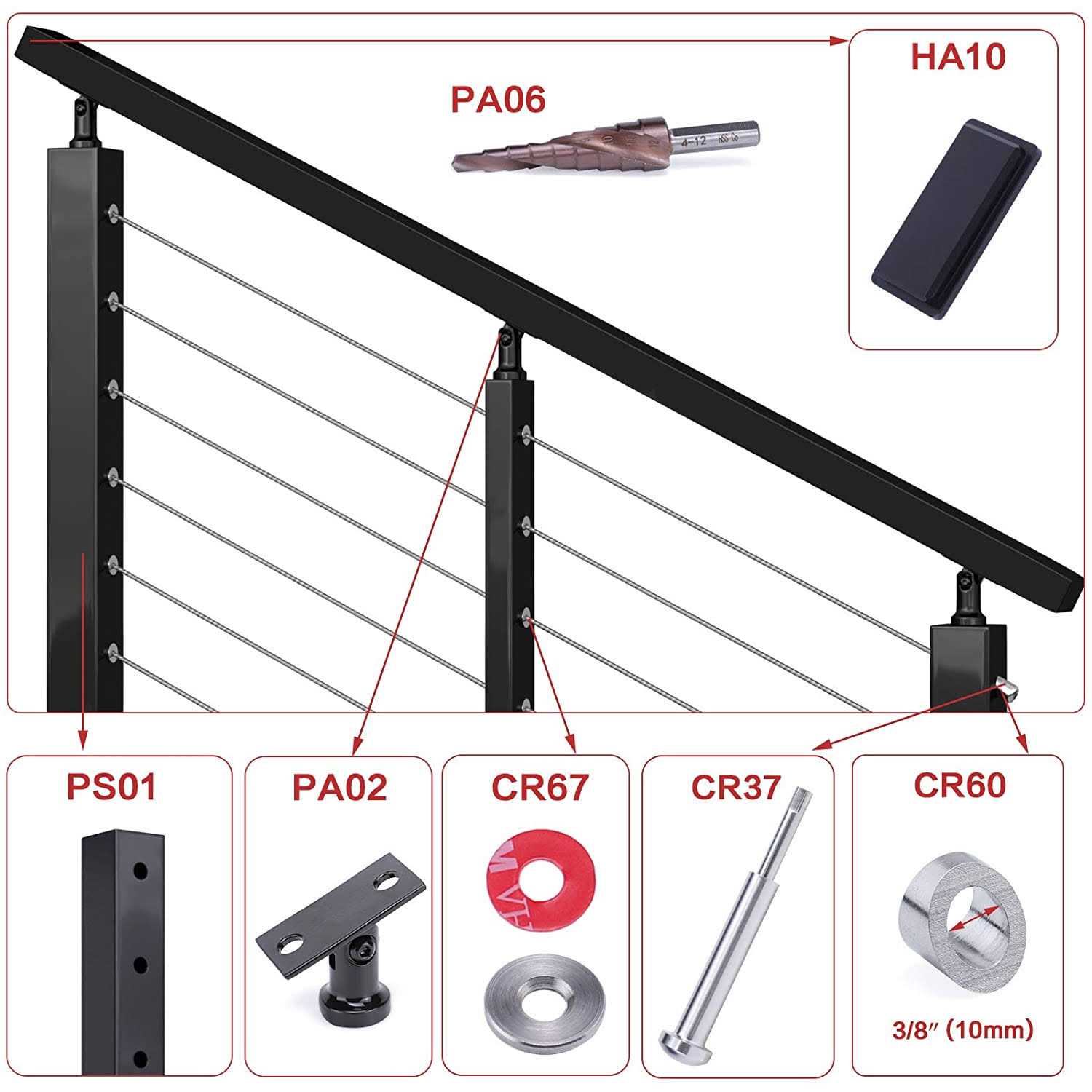 Muzata 6.6Ft LED Pipe Handrail HW21 BBG - Inhomebuy