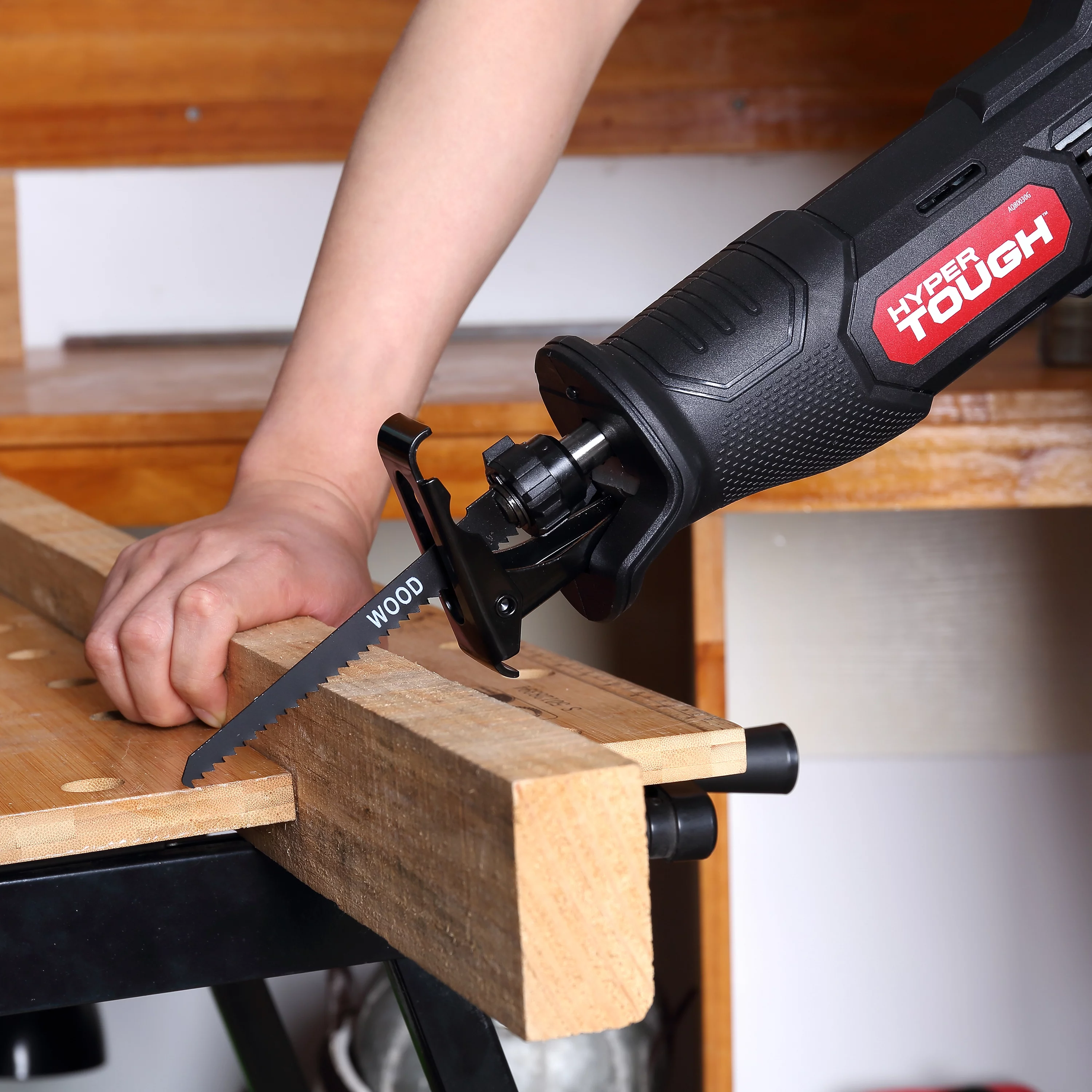 Hyper Tough 20V Max Lithium-ion Cordless Reciprocating Saw, Variable Speed, Keyless Blade Change, with 1.5Ah Lithium-Ion Battery and Charger, Wood Blade and LED Light - Inhomebuy