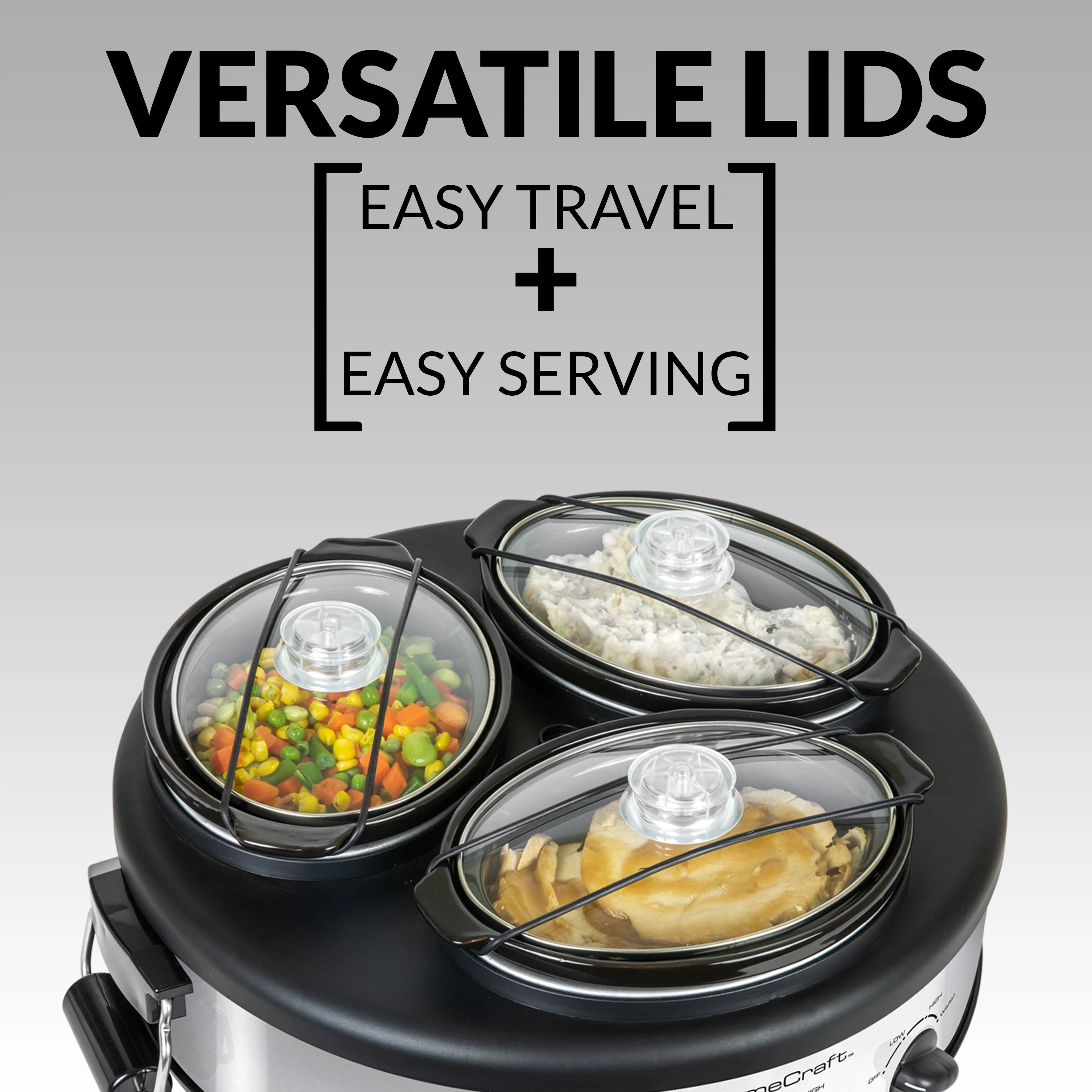 HomeCraft Triple Round Oval 1.5 Quart Stainless Steel Cooker Buffet - Inhomebuy