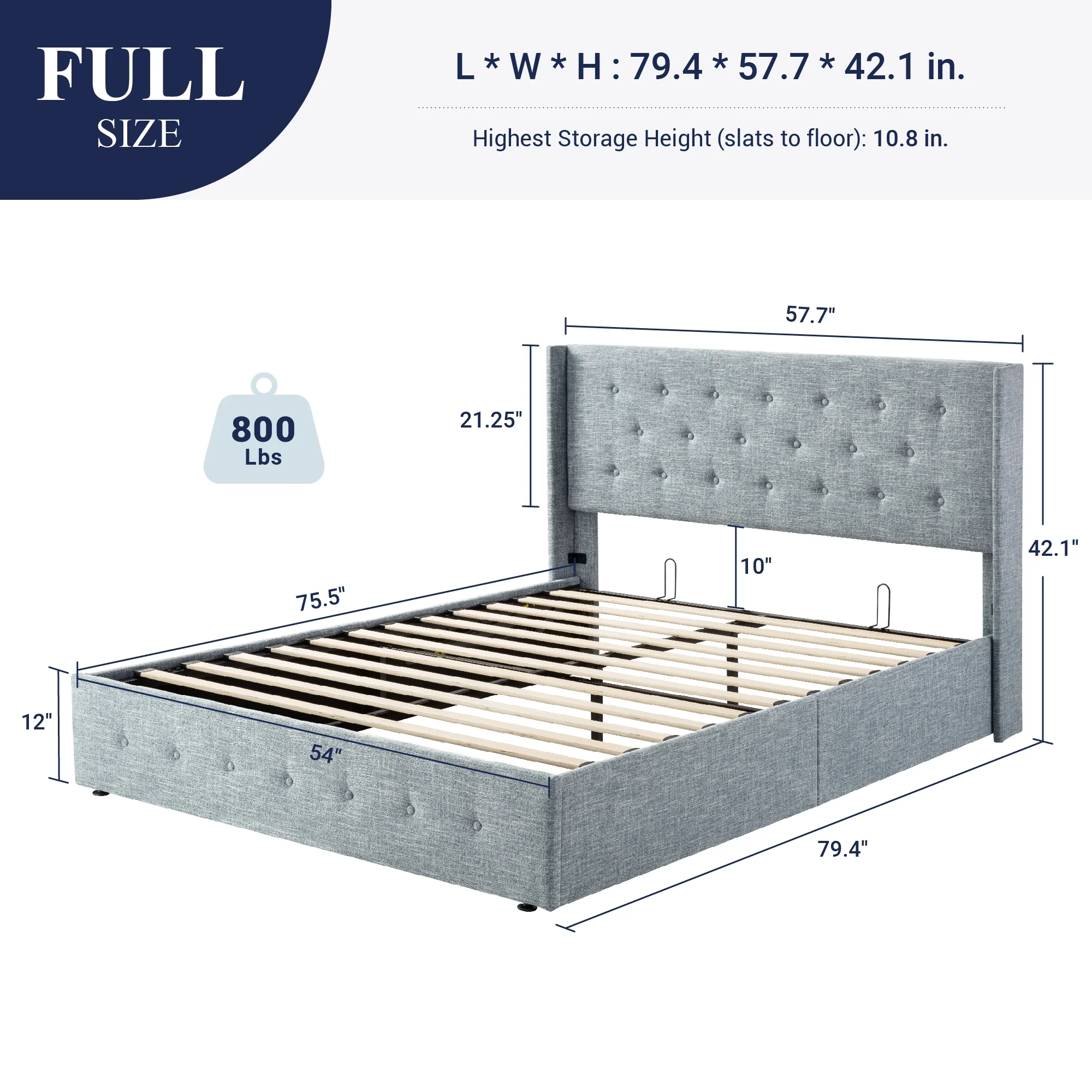 Allewie Queen Size Lift Up Platform Storage Bed Frame with Pannel Wingback Headboard, Light Beige - Inhomebuy