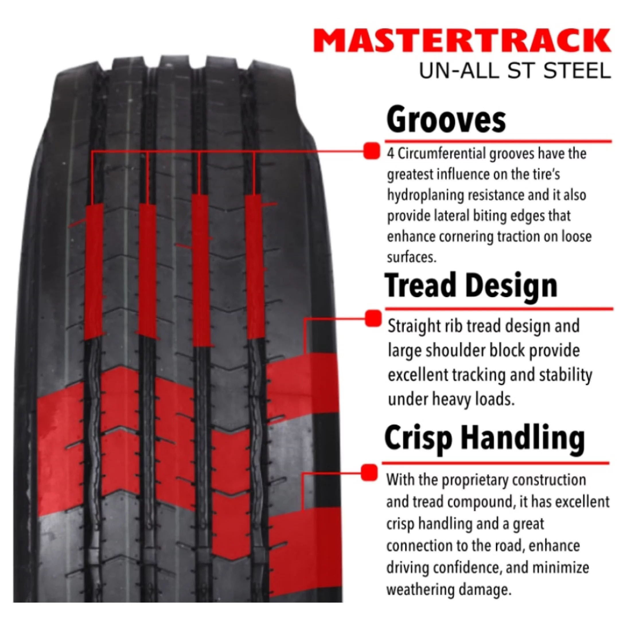 Mastertrack UN ALL STEEL ST235/80R16 14 Ply 129L Load G Radial Trailer Tire - ST 235/80/16 235/80R16 (Tire Only) - Inhomebuy