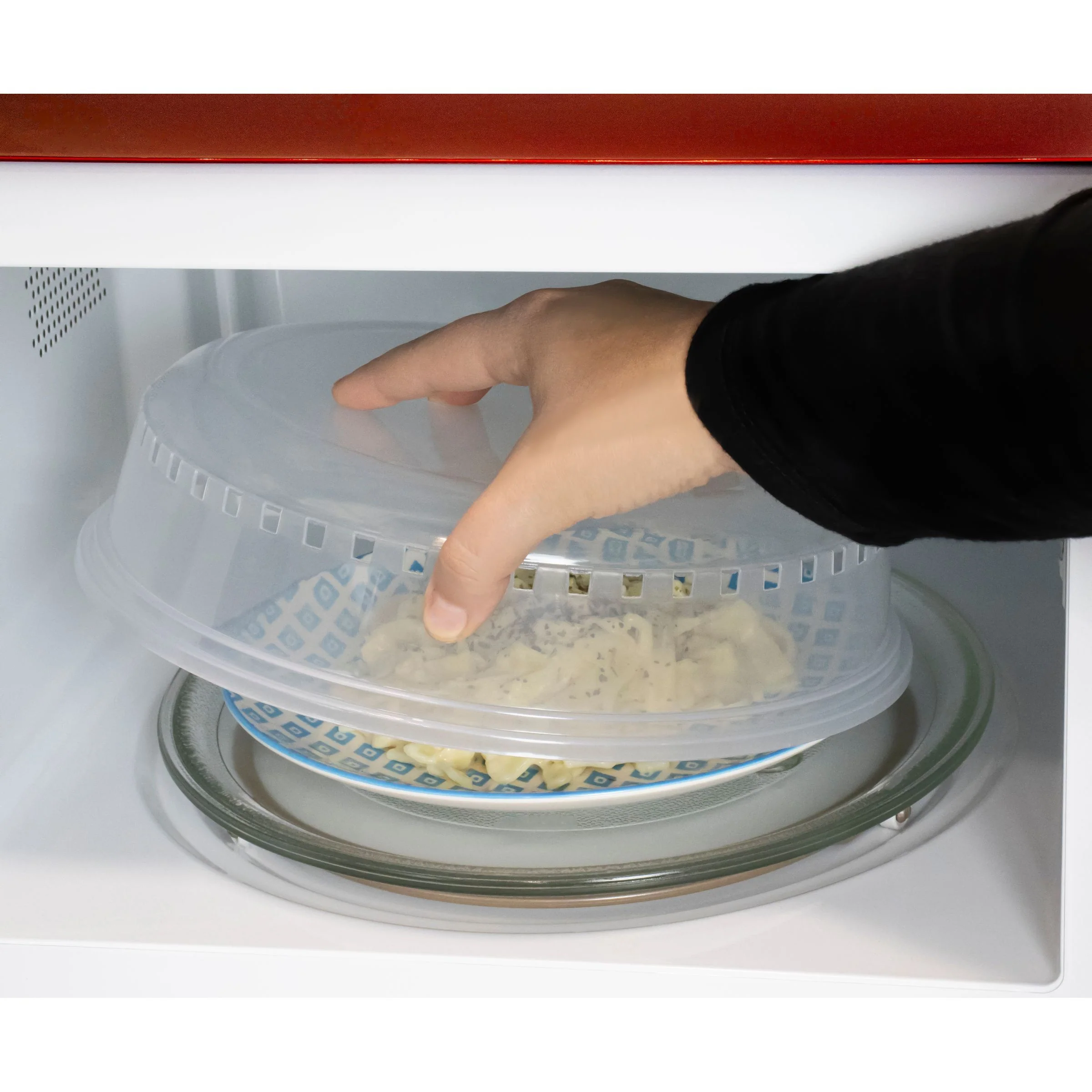 HomeCraft 10-Inch Microwave Plate Cover Shield with Insert Handles & Ventilation, Clear - Inhomebuy