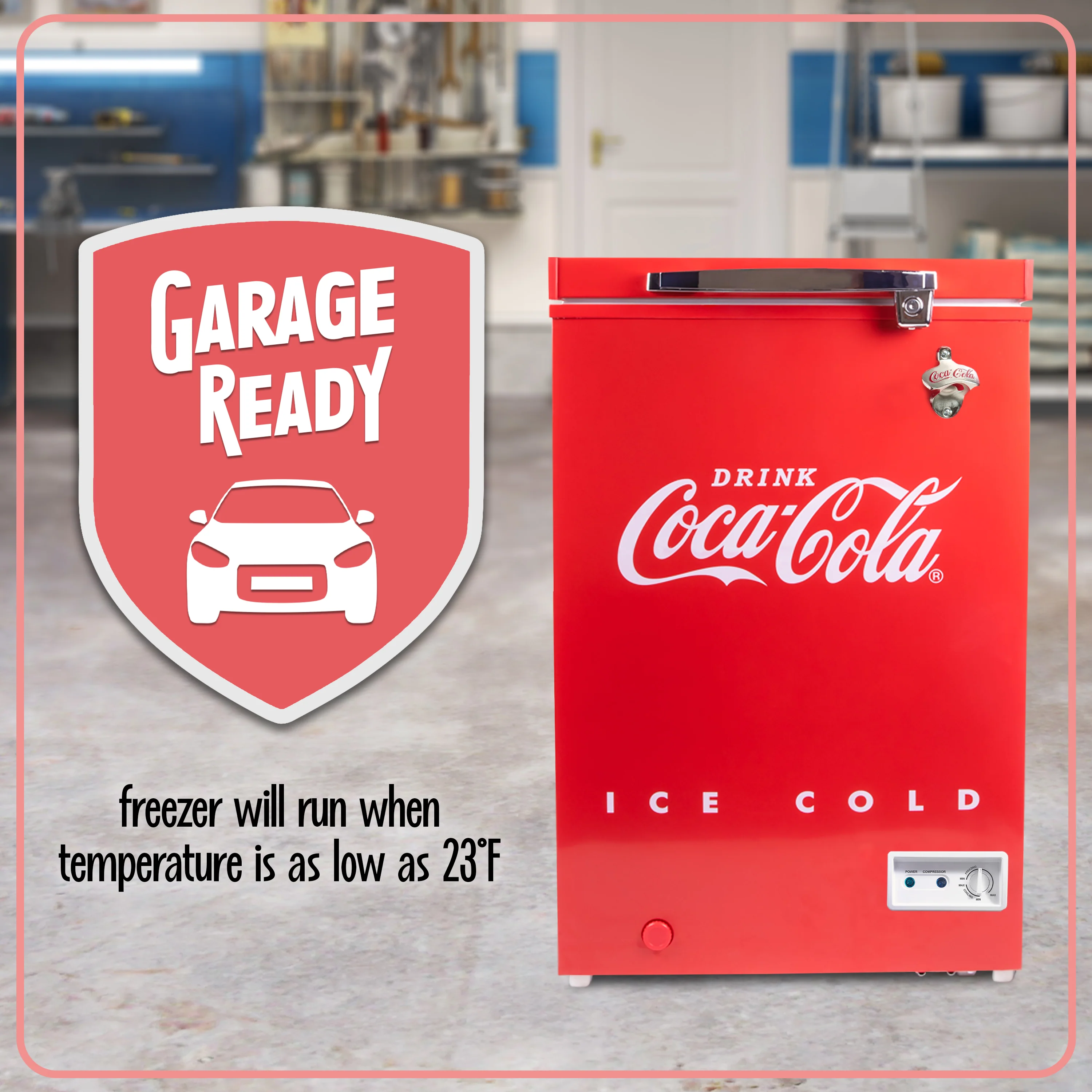 Coca-Cola 3.5 Cu.Ft. Refrigerator & Chest Freezer, Red - Inhomebuy