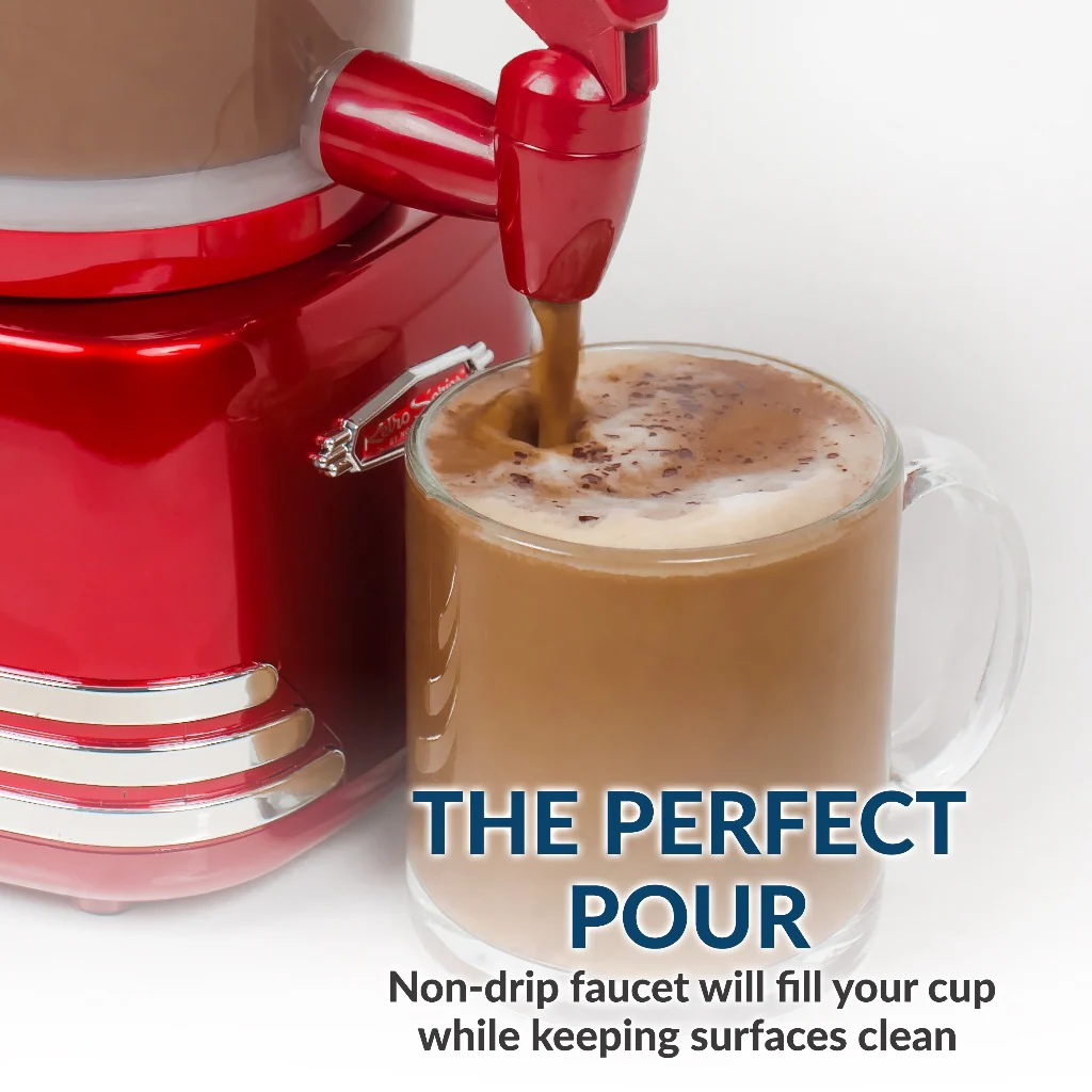 Retro 32-Ounce Hot Chocolate, Milk Frother, Cappuccino, Mocha, Latte Maker and Dispenser - Inhomebuy