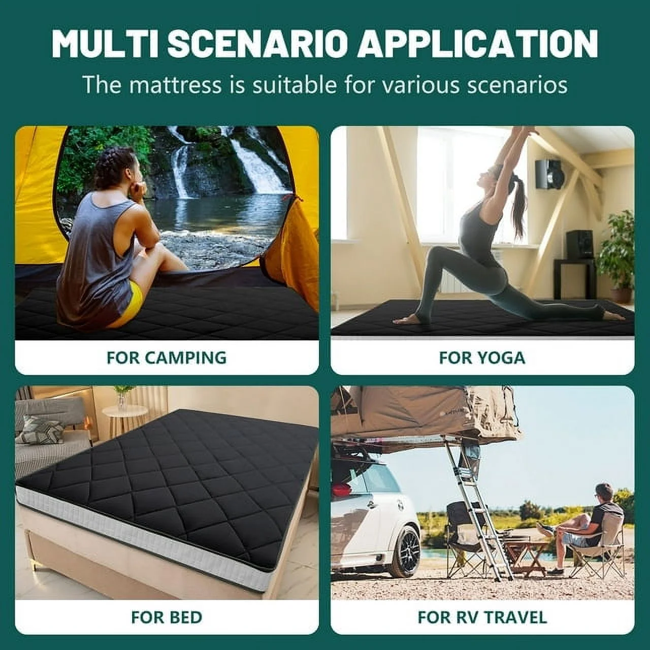 ABORON Japanese Floor Mattress, Upgraded Reversible Winter Futon Mattress Foam Mattress, 4