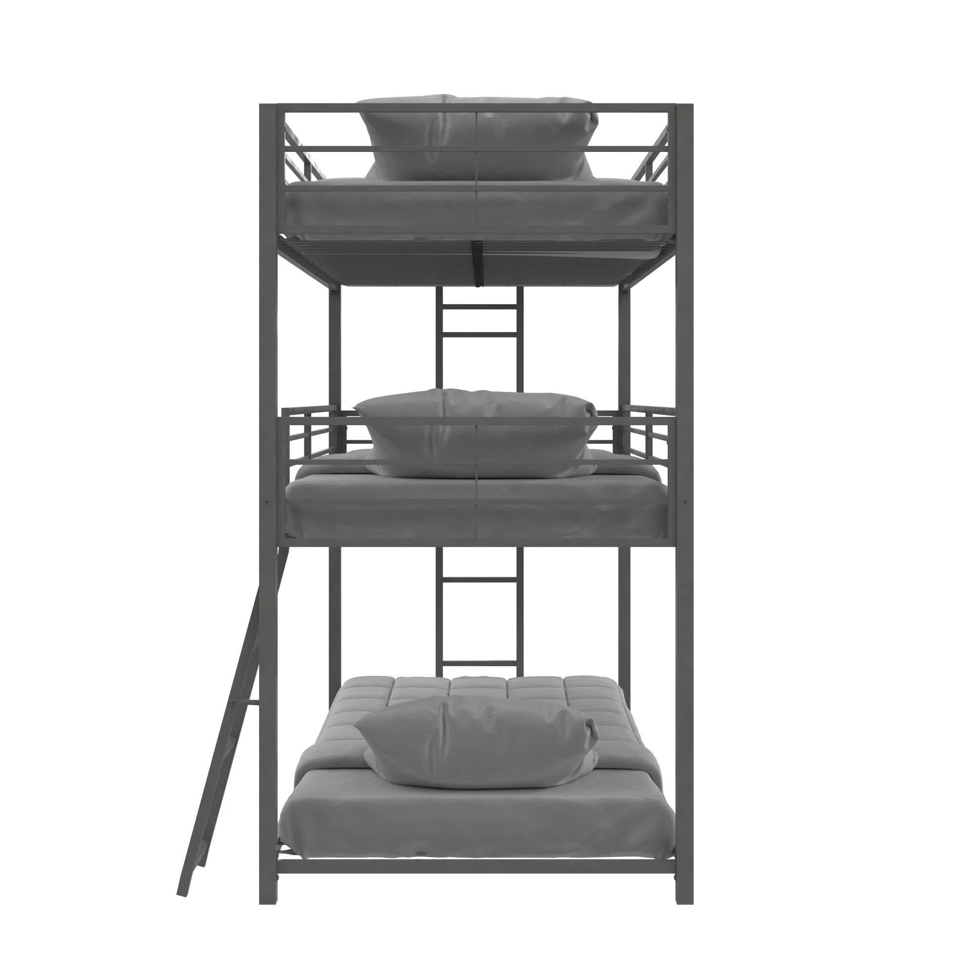 Your Zone June Triple Twin Metal Bunk Bed, Black - Inhomebuy