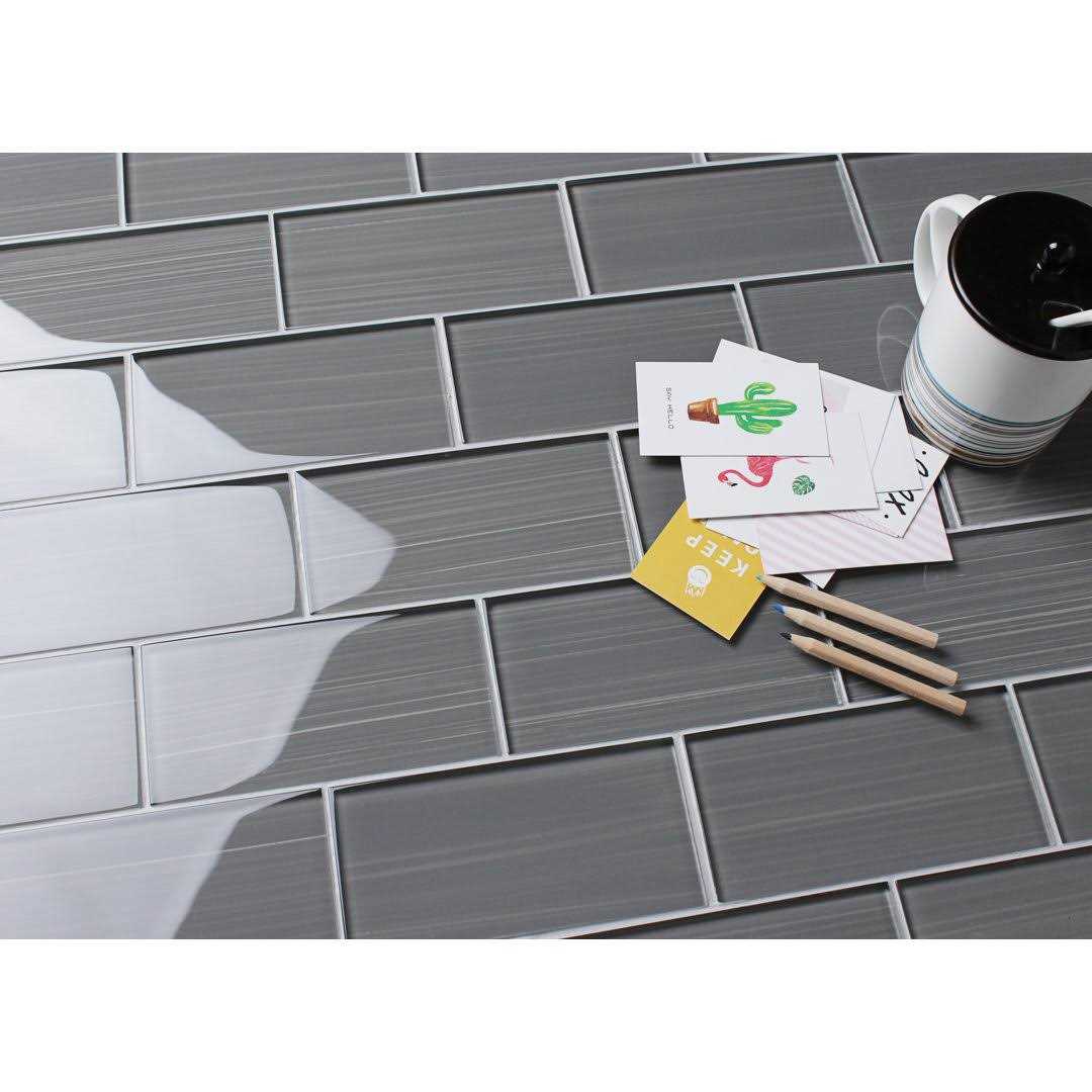 WS Tiles Hand Painted 3 in. x 6 in. Glass Subway 12 in. x 12 in. Mesh-Backed Wall Tile WST - Inhomebuy