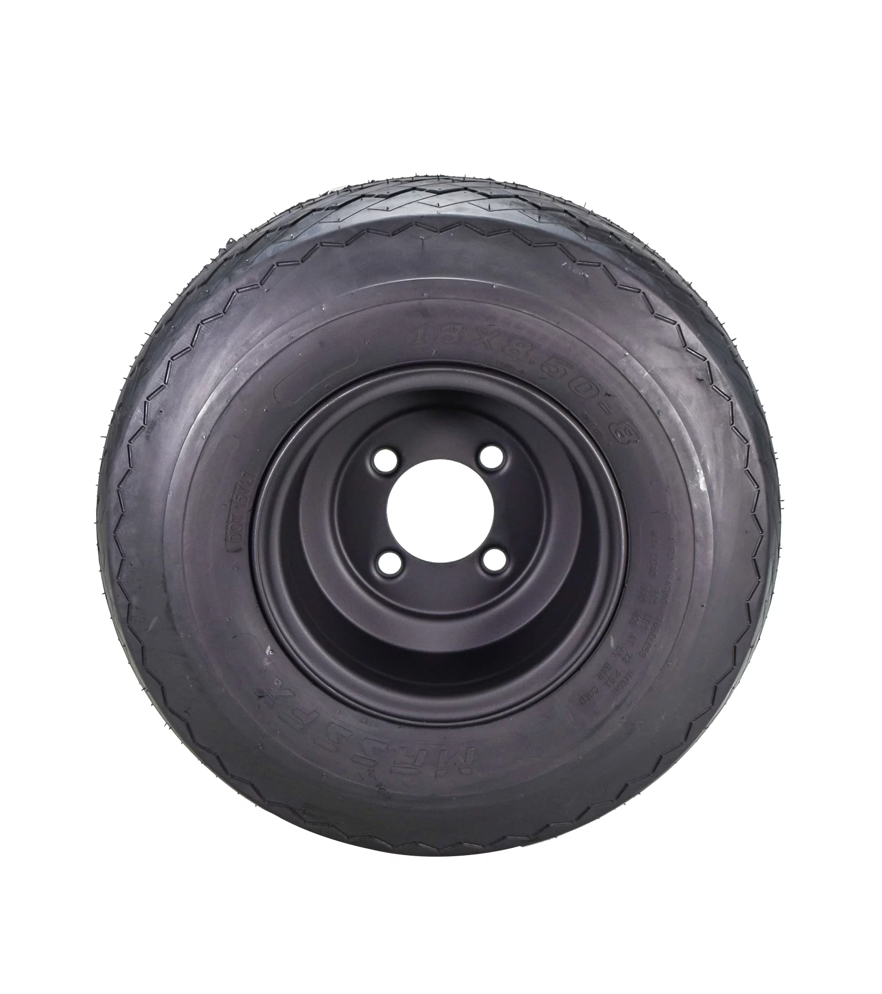 MASSFX 18x8.5-8 Golf Cart, Turf, Lawn & Garden Tire 4 Ply & 4/4 Matt Black Wheel Assembled Kit 18x8.5x8 - Inhomebuy