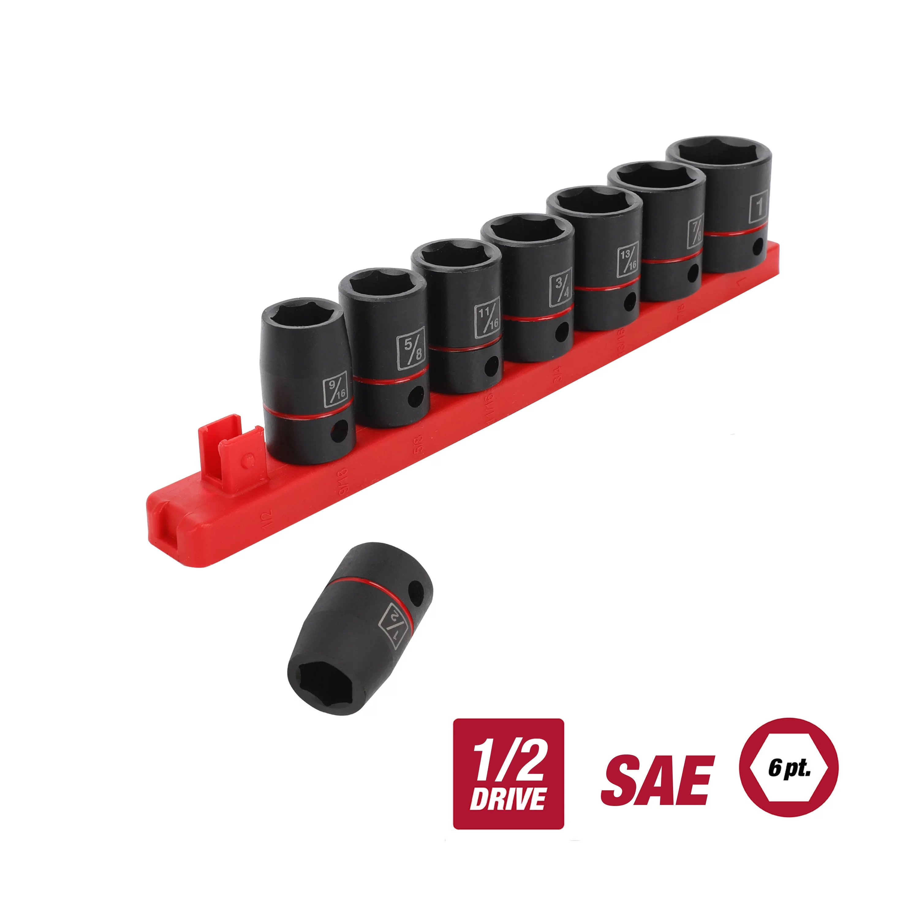 Hyper Tough 9-Piece 1/2 inch Deep and Standard Drive Impact Socket Set Bundle - Inhomebuy