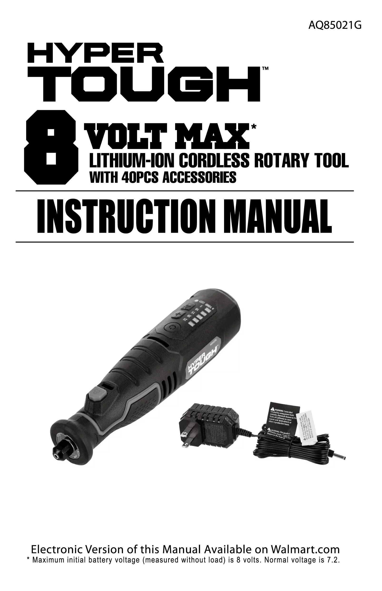 Hyper Tough 8V MAX Cordless Rotary Tool, Non Removable 1.5 Ah Battery with Charger, 40 Piece Accessory Kit & Plastic Storage Case - Inhomebuy