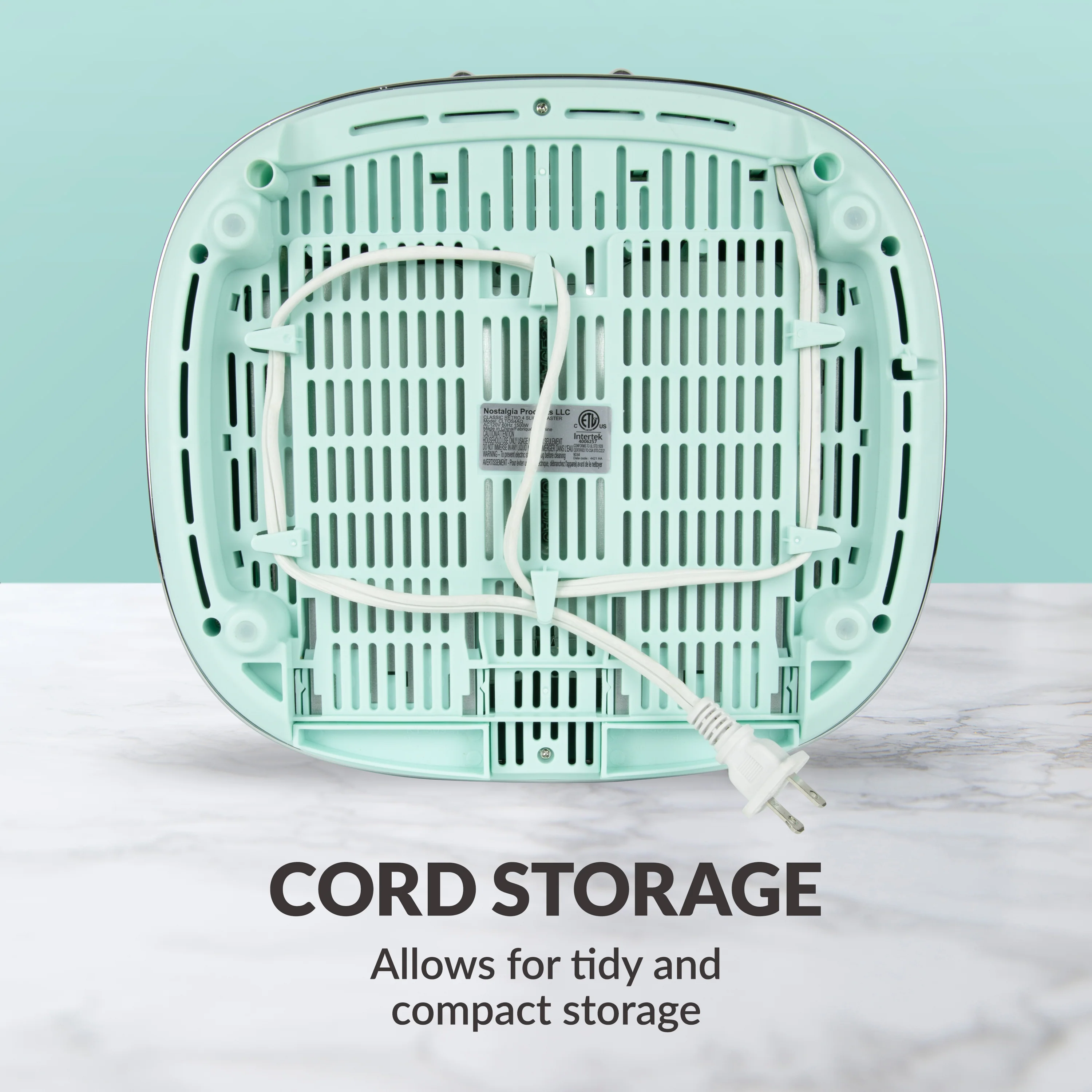 Classic Retro 4-Slice Toaster, Aqua - Inhomebuy