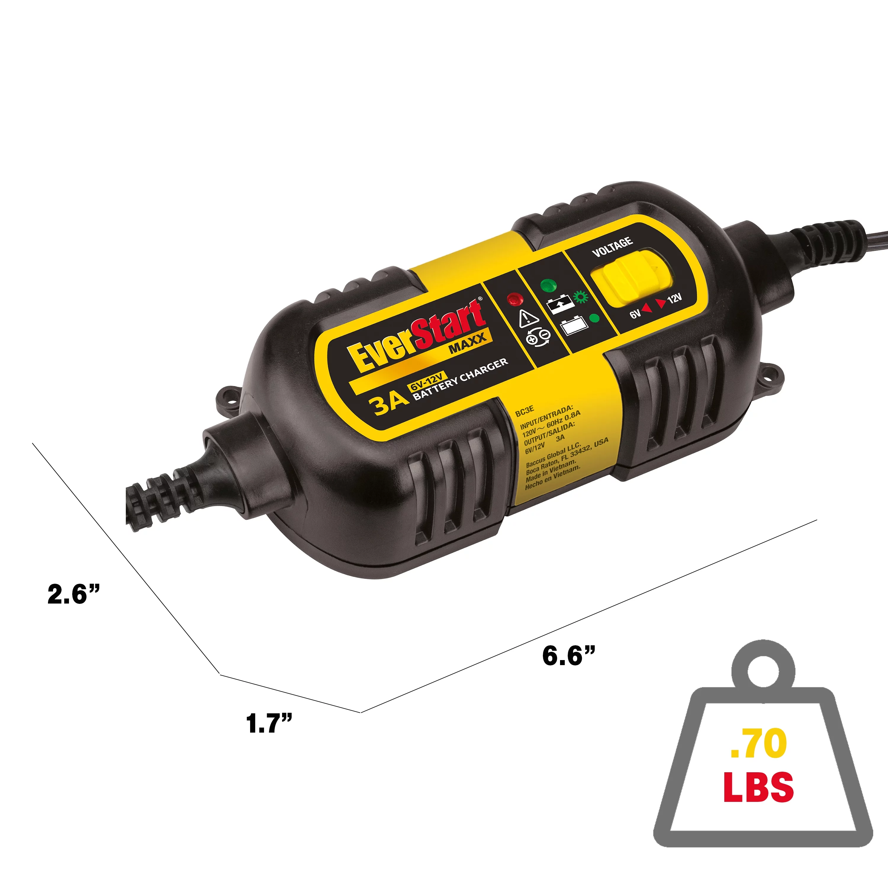 EverStart MAXX 3 Amp 6V/12V Automotive Battery Charger (BC3E) - New - Inhomebuy