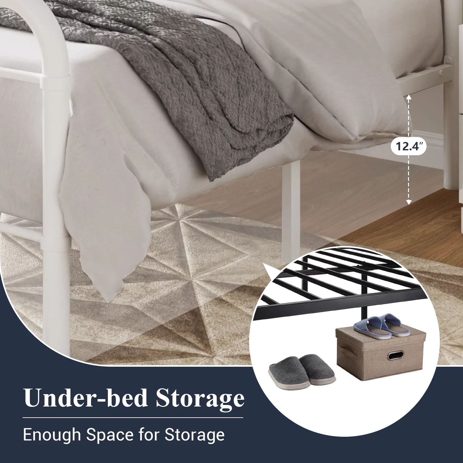 Allewie Queen Size Metal Platform Bed Frame with Victorian Style Wrought Iron-Art Headboard/Footboard, Black - Inhomebuy