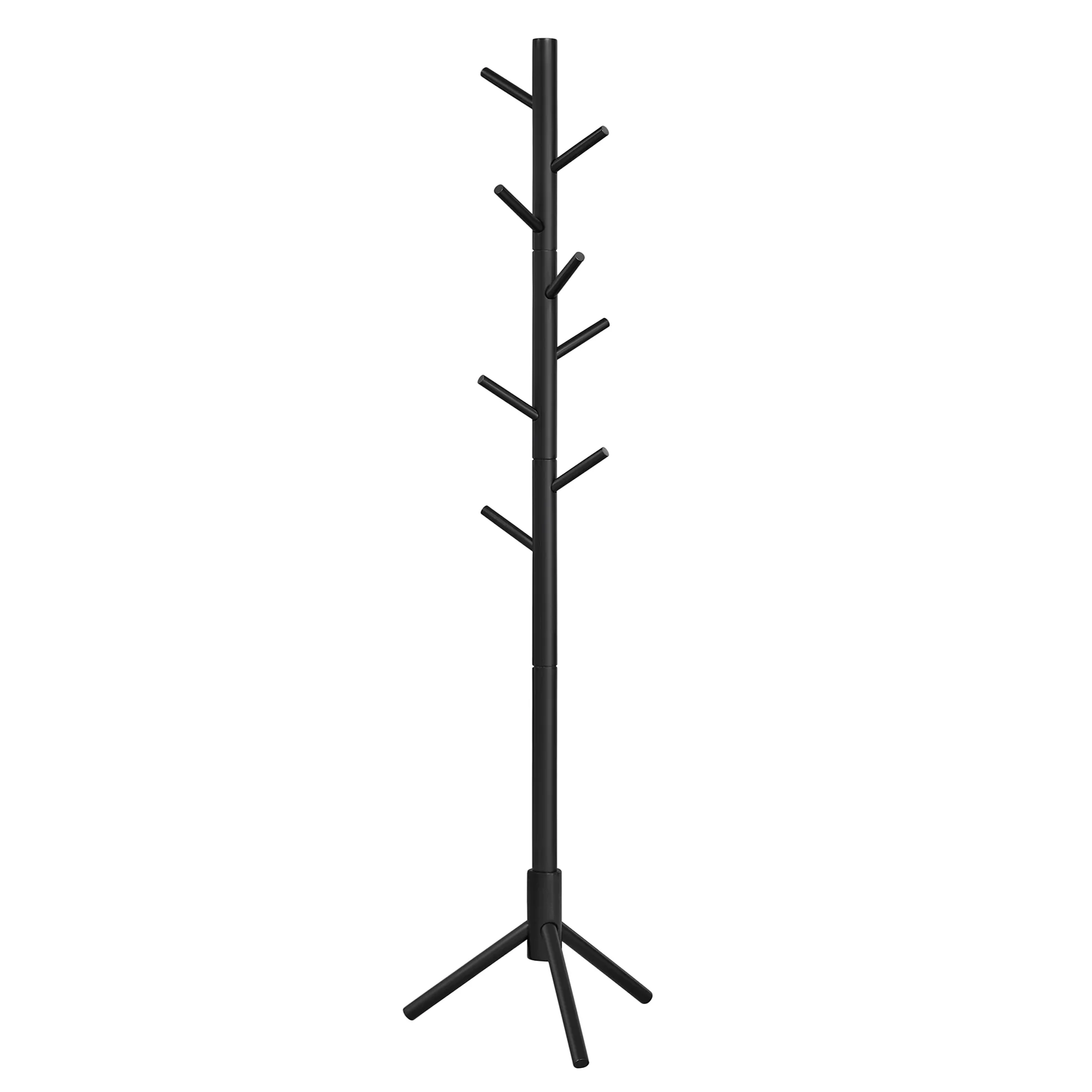 VASAGLE Coat Rack Solid Wood Free Standing Coat Rack Tree-Shaped Coat Rack with 8 Hooks for Clothes Hats Bags for Living Room Bedroom Dark Walnut - Inhomebuy