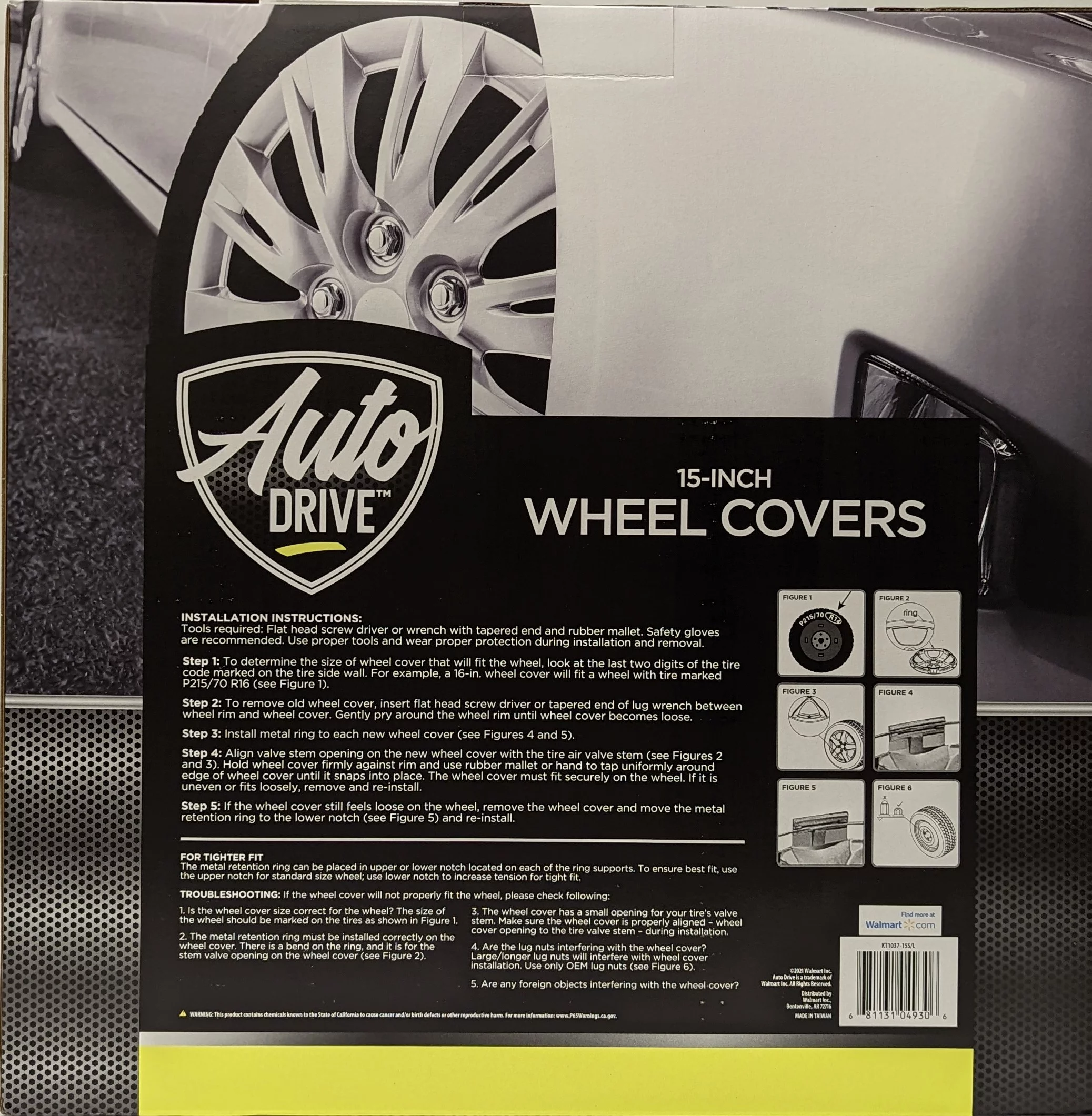 Auto Drive15-inch Wheel Cover, Silver Alloy Finish, KT1037-15SL - Inhomebuy