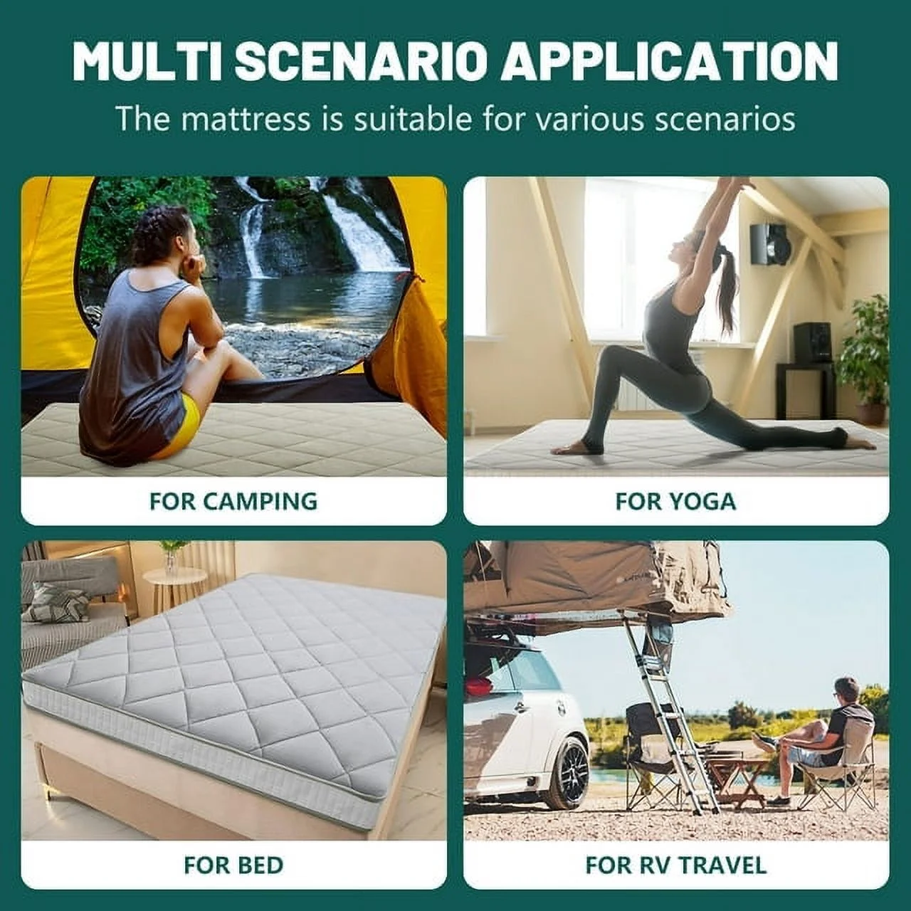 ABORON Japanese Floor Mattress, Upgraded Reversible Winter Futon Mattress Foam Mattress, 4