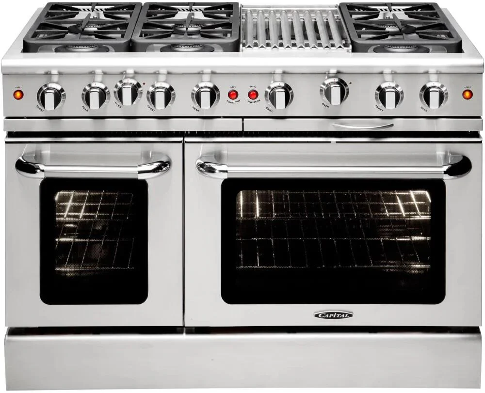 Capital 48 In. Gas Range in Stainless Steel, 6 Sealed Burners with BBQ Grill  - Precision Series, MCR486B-NG - Inhomebuy