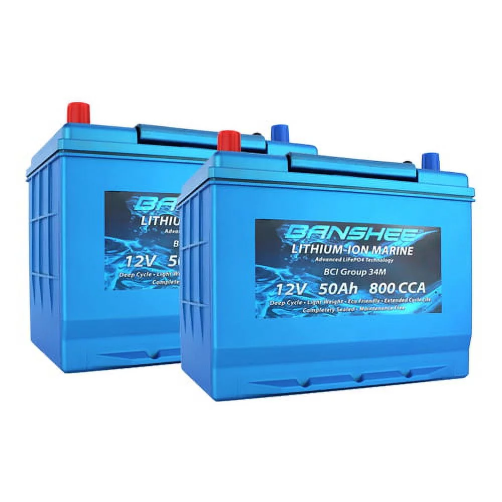 Banshee 24V Lithium Deep Cycle Marine Battery Group 34 - 2 Pack - Inhomebuy