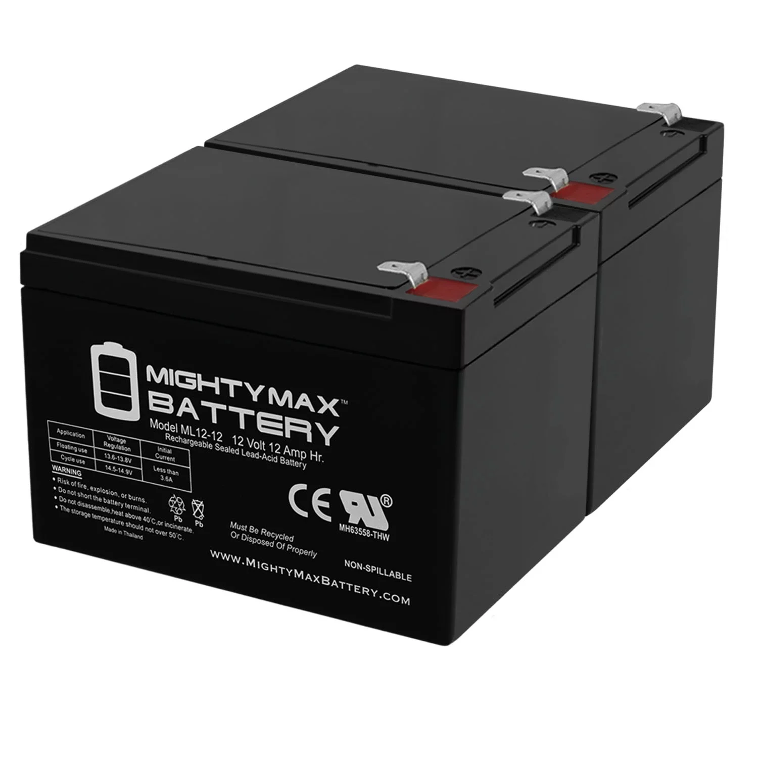 ML12-12 - 12V 12AH F2 SLA AGM DEEP-CYCLE RECHARGEABLE BATTERY - Inhomebuy