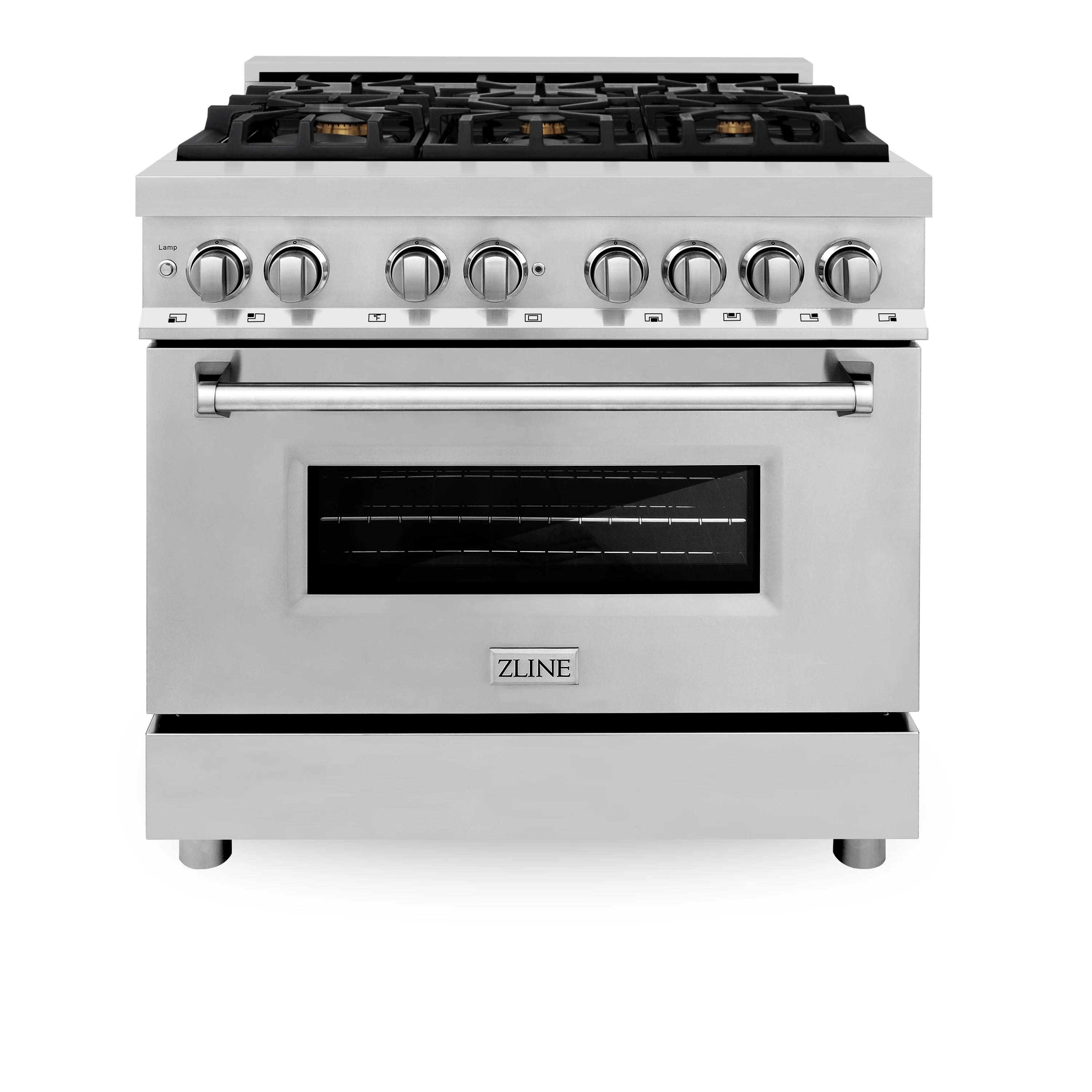 ZLINE 36 in. Professional Gas Burner/Electric Oven Stainless Steel Range with Brass Burners, RA-BR-36 - Inhomebuy