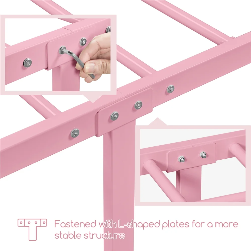 Topeakmart Metal Twin Bed Frame with Curved Design Headboard and Footboard, Black - Inhomebuy