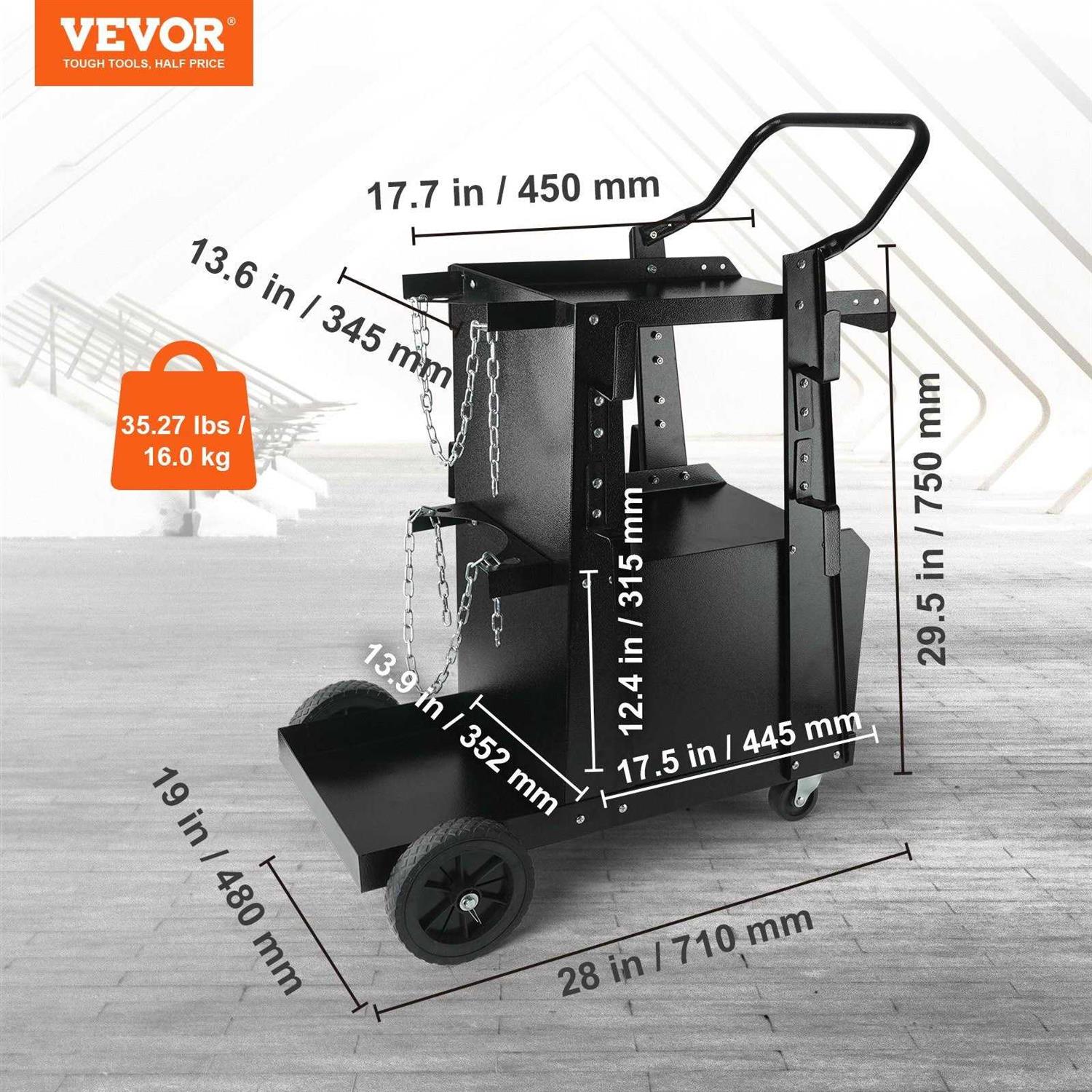 VEVOR Welding Cart 2-Tier 4 Drawers Welder Cart with 265LBS Static Weight Capacity ECSTHJTC265LBXFETV0 - Inhomebuy