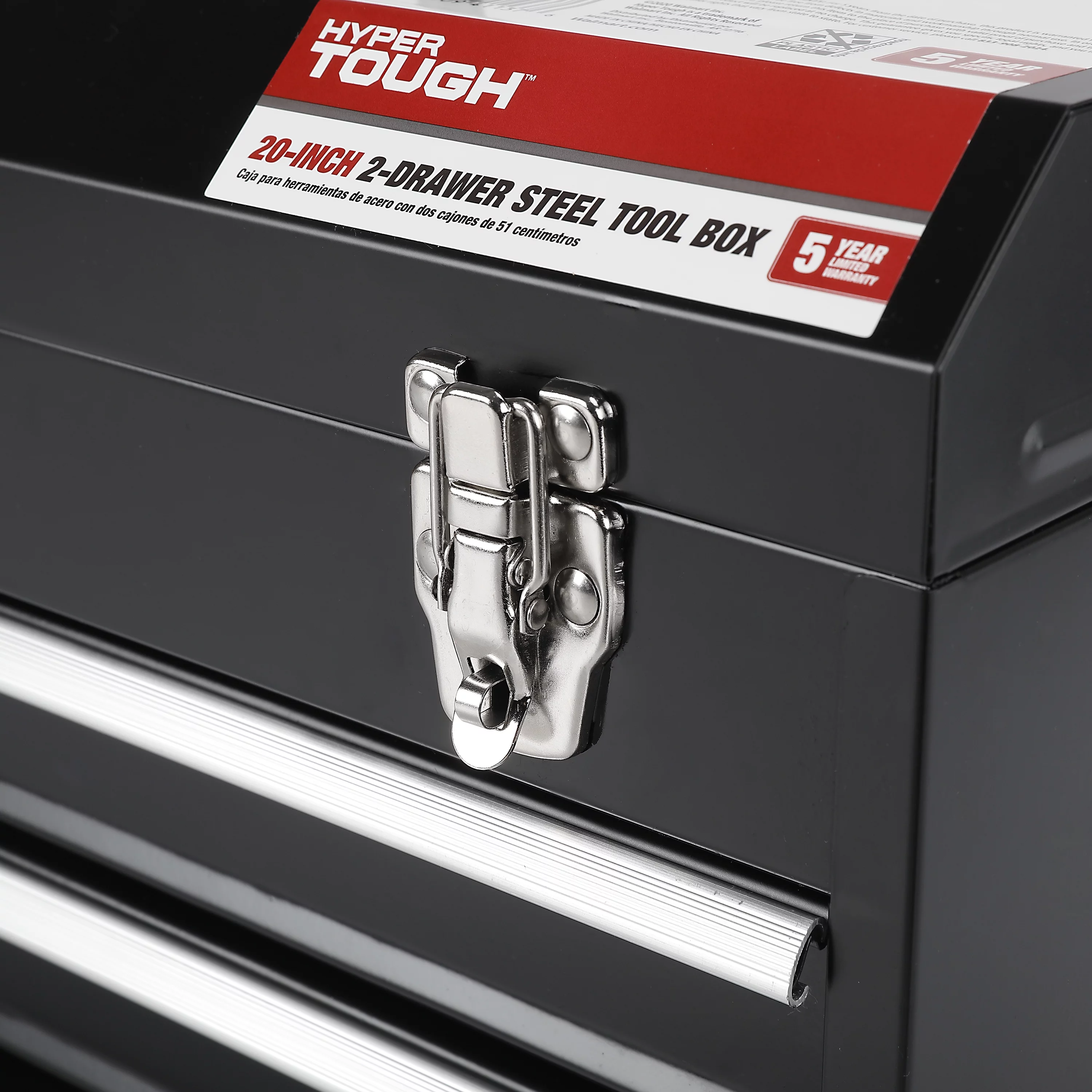 Hyper Tough 20-inch 2-Drawer Tool Box, Tool Chest with Flip-up Lid, Black, Steel - Inhomebuy