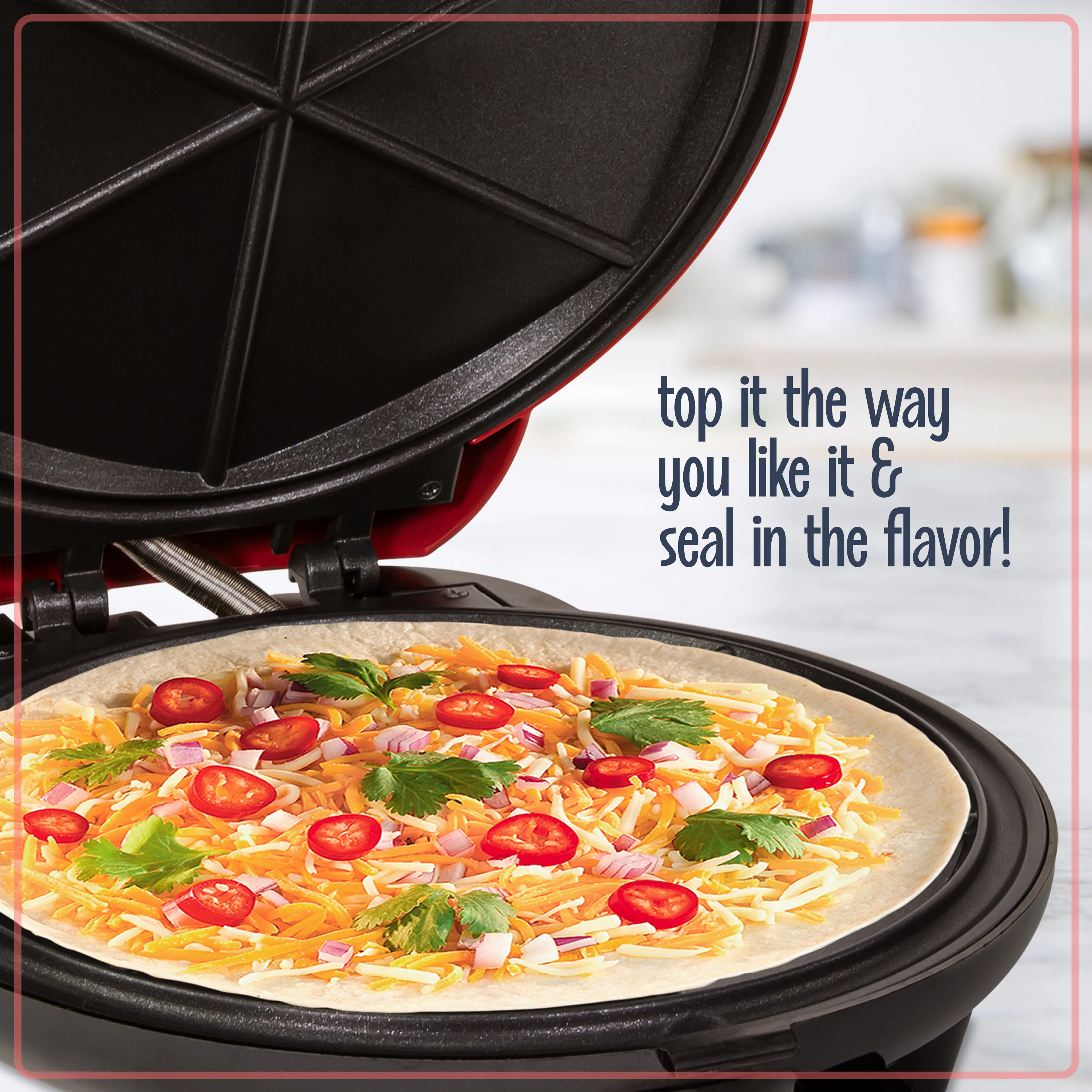 6-Wedge Electric Quesadilla Maker with Extra Stuffing Latch - Inhomebuy