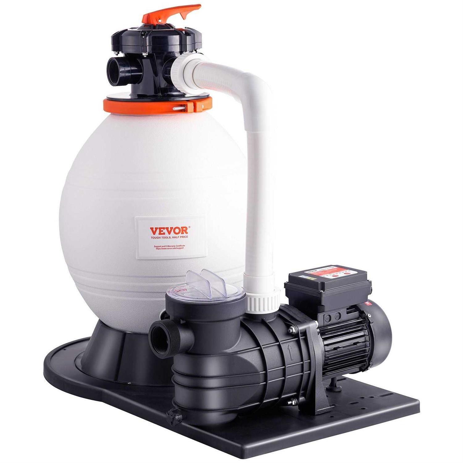 VEVOR Sand Filter Pump GPH Swimming Pool Pump Filter Set with 6-Way Multi-Port Valve Pool - Inhomebuy
