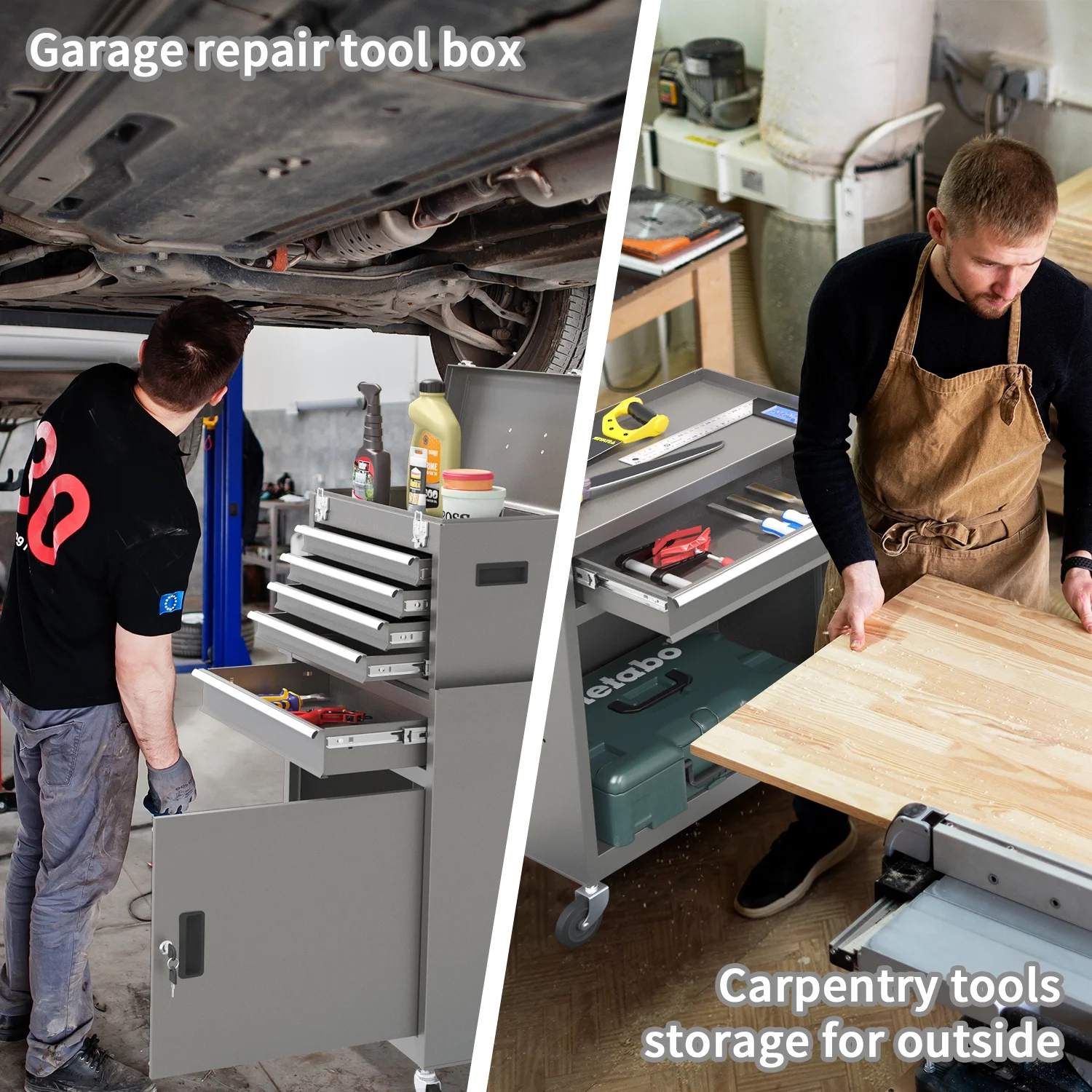 5 Drawer Mechanic Tool Chest with Wheels Heavy Duty Rolling Tool Box Cabinet Keyed Locking System Toolbox Organizer for Workshop Darkblue - Inhomebuy