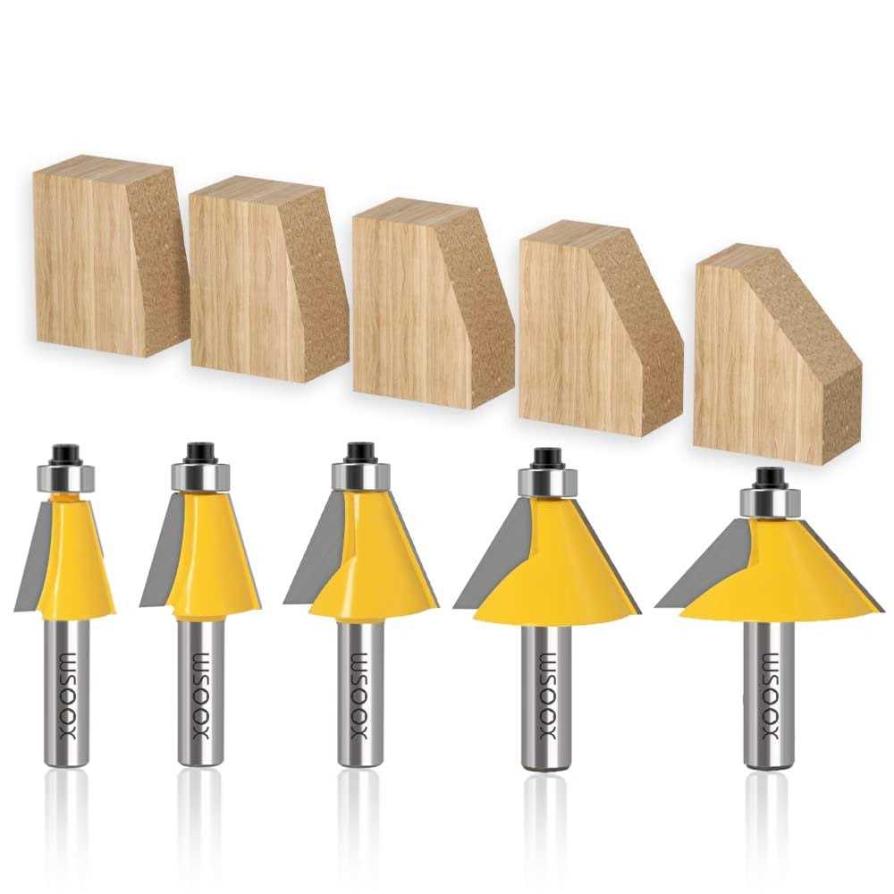 WSOOX 5PCS Chamfer Router bits Shank Bevel Edge Forming Router bits - Inhomebuy