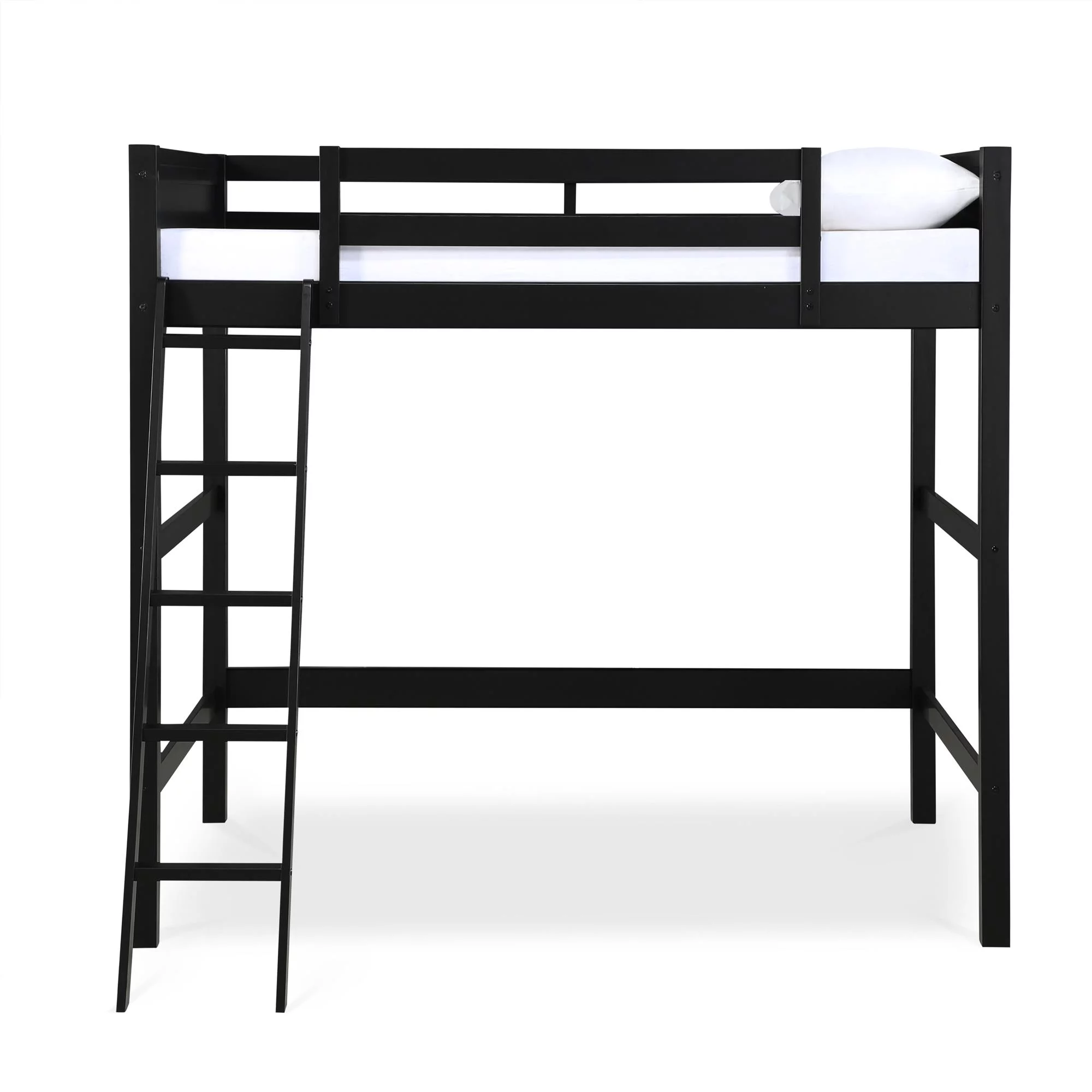 Your Zone Kiarah Full Size Loft Bed with Ladder, Black - Inhomebuy