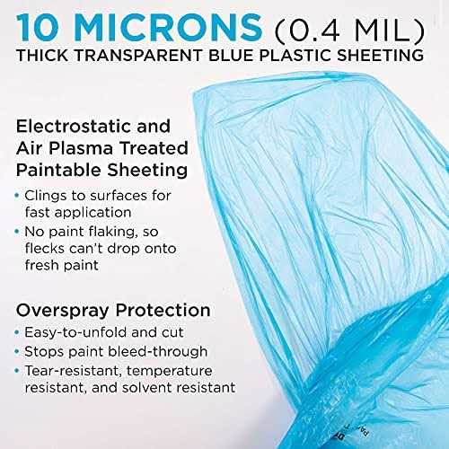 Dura-Gold Roll of Pure Blue Premium Overspray Paintable Plastic Sheeting - Inhomebuy