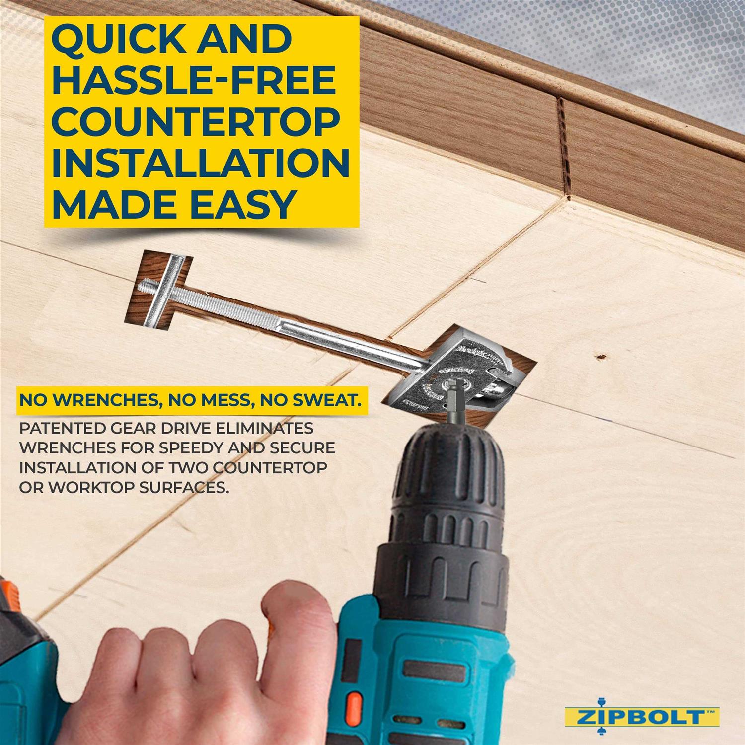 Zipbolt Countertop Connector — Joint Connector Drawbolt Pack with 5mm Hex Bit for Joining Countertops - Inhomebuy