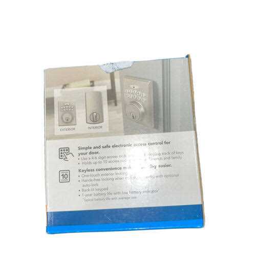 First Secure by Schlage Presley Keypad Electronic Door Lever Lock with Truss Trim in Satin Stainless Steel for Interior or Exterior Door - Inhomebuy