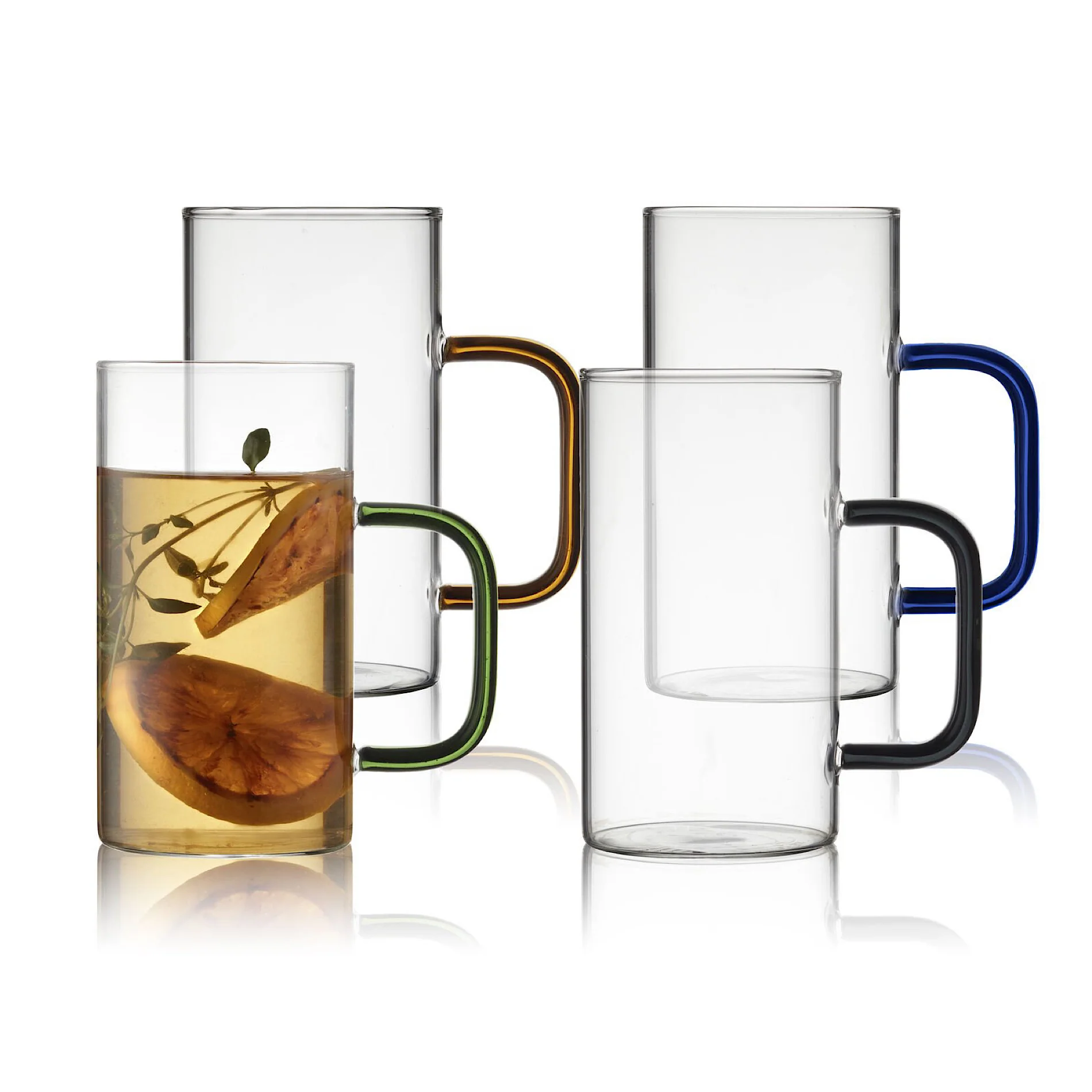 Glass Mug Torino 35 cl 4pcs Assorted - Inhomebuy