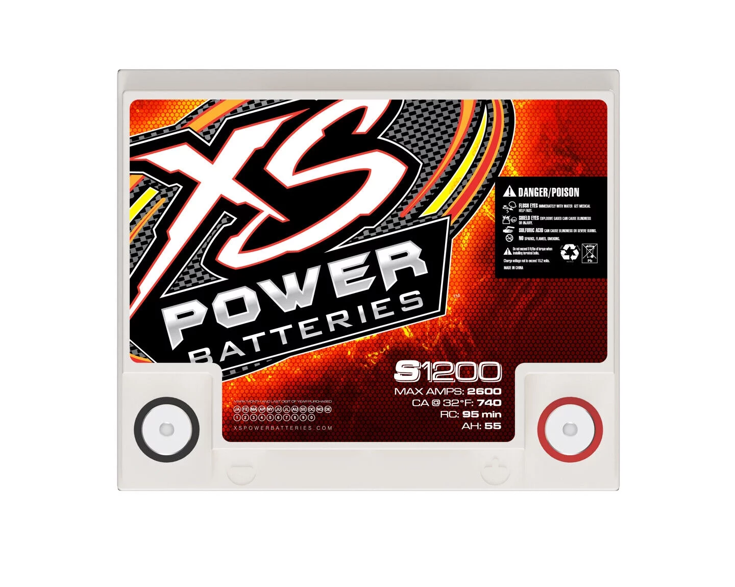 XS Power S1200 'S Series' 12V 2 600 Amp AGM Automotive Starting Battery with Terminal - Inhomebuy