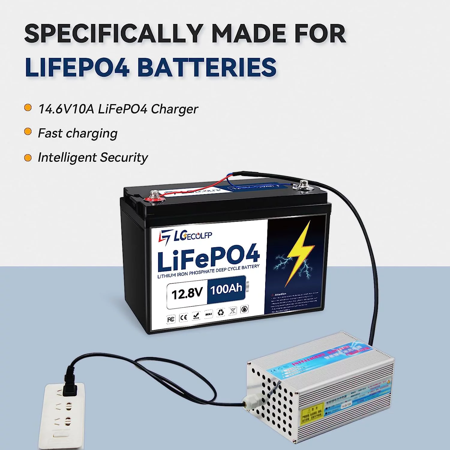 LGECOLFP 12V 100Ah LiFePO4 Lithium Iron Phosphate Battery for Deep RV Marine Solar System 100A BMS - Inhomebuy