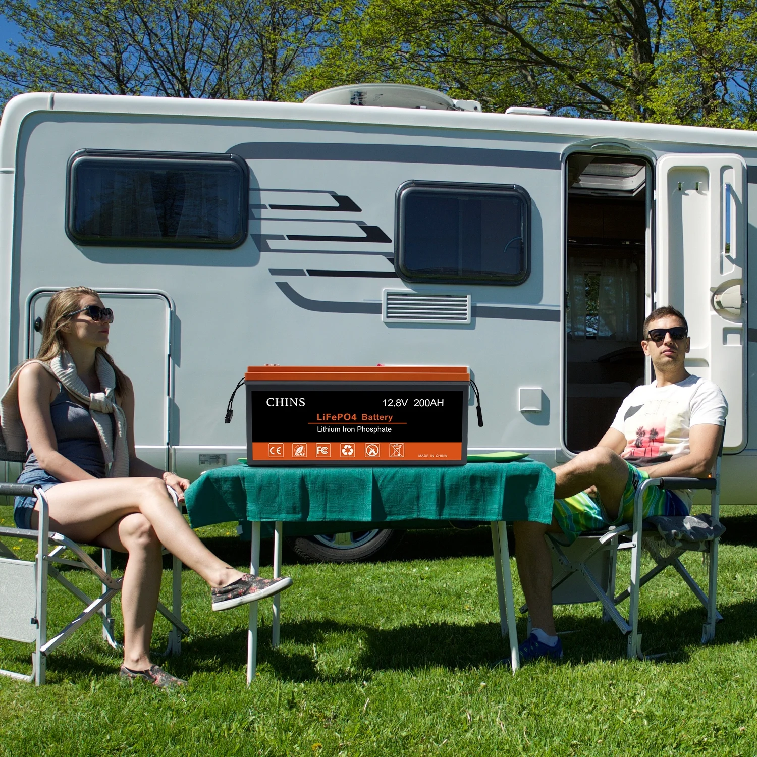 CHINS LiFePO4 12V 200AH Lithium Iron Battery Built-in 100A BMS for Home Energy Storage - Inhomebuy