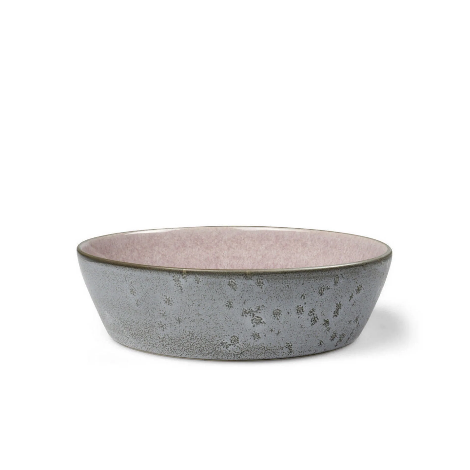 Stoneware bowl / plate deep Ø 18 cm grey, light pink - Inhomebuy