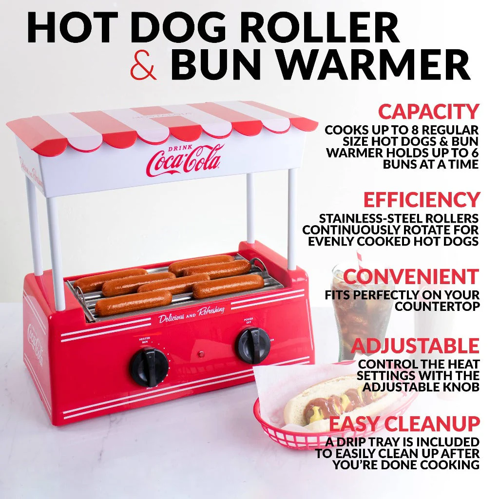 Coca-Cola® Hot Dog Roller and Bun Warmer, 8 Hot Dog and 6 Bun Capacity - Inhomebuy