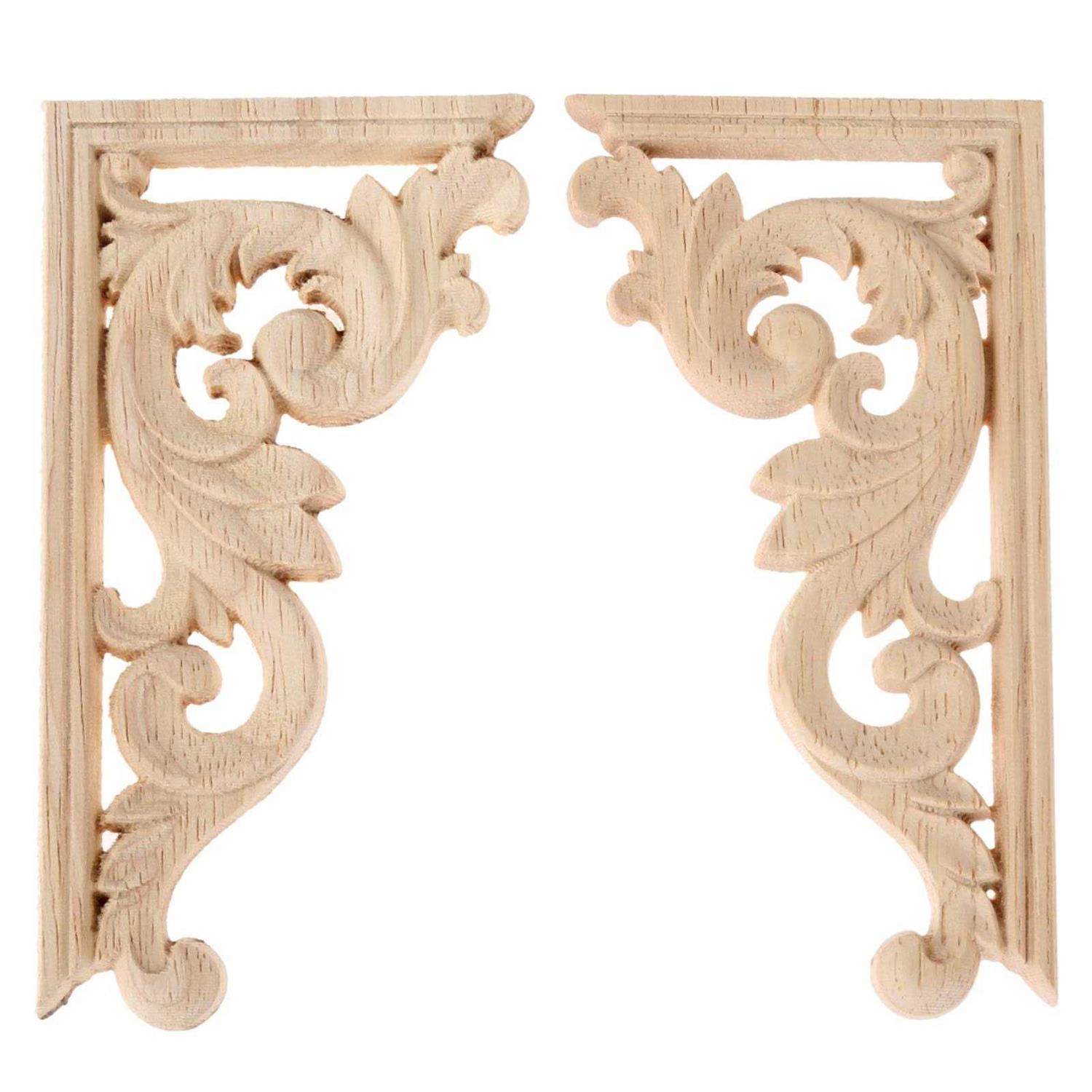 MUXSAM Long Wood Carved Appliques Onlays Unpainted Decorative Corner Carving Decals Set for Wall Door Cabinet Mirror Closet Wardrobe Dresser - Inhomebuy