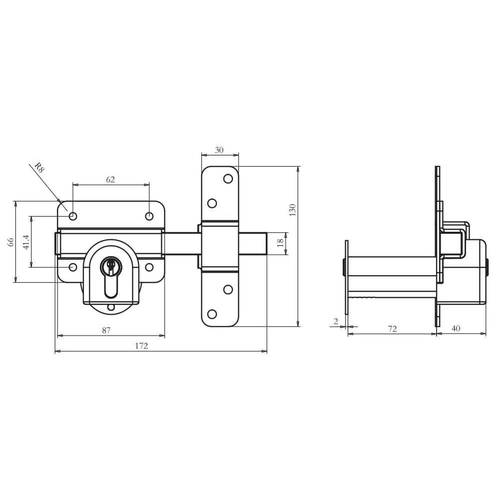 GateMate 1490086 Long Throw Lock Heavy Duty Stainless Steel in Black Finish - Inhomebuy