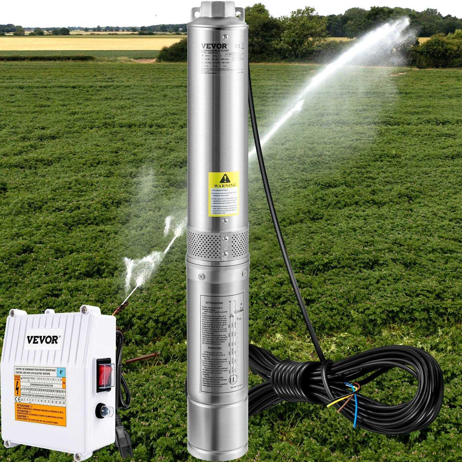VEVOR Deep Well Submersible Pump 230V/60Hz 37GPM Head - Inhomebuy