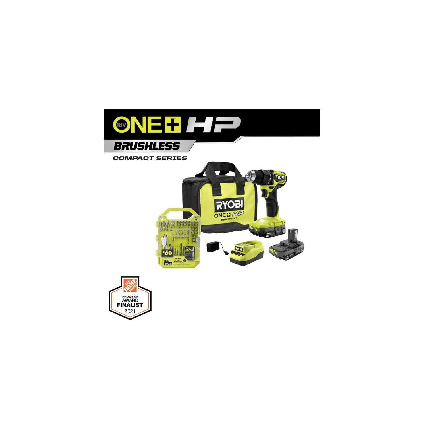 RYOBI ONE+ HP 18V Brushless Cordless Compact 1/2 in. Drill/Driver Kit with 1.5 Ah Batteries - Inhomebuy